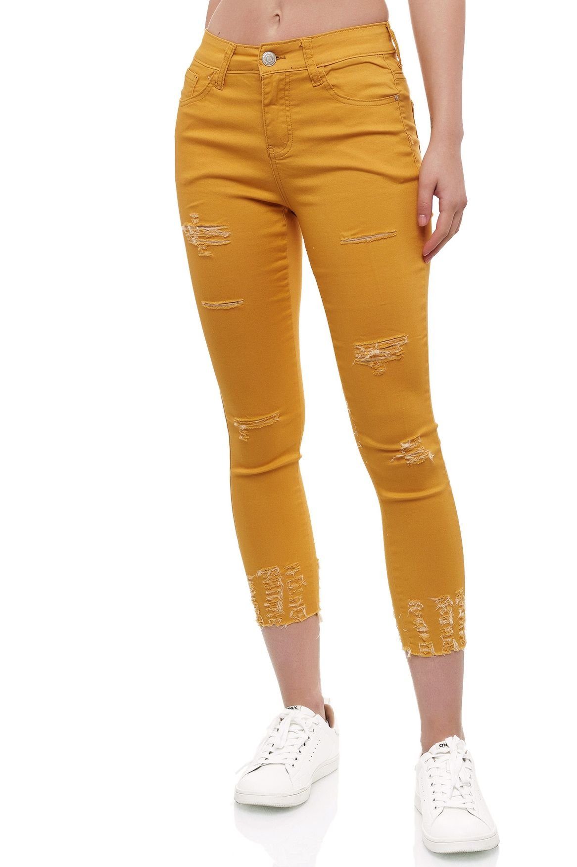 MiSS RJ Skinny-fit-Jeans Denim Jeans Stretch Röhrenjeans Skinny Treggings Risse (1-tlg) ED-ARNEA