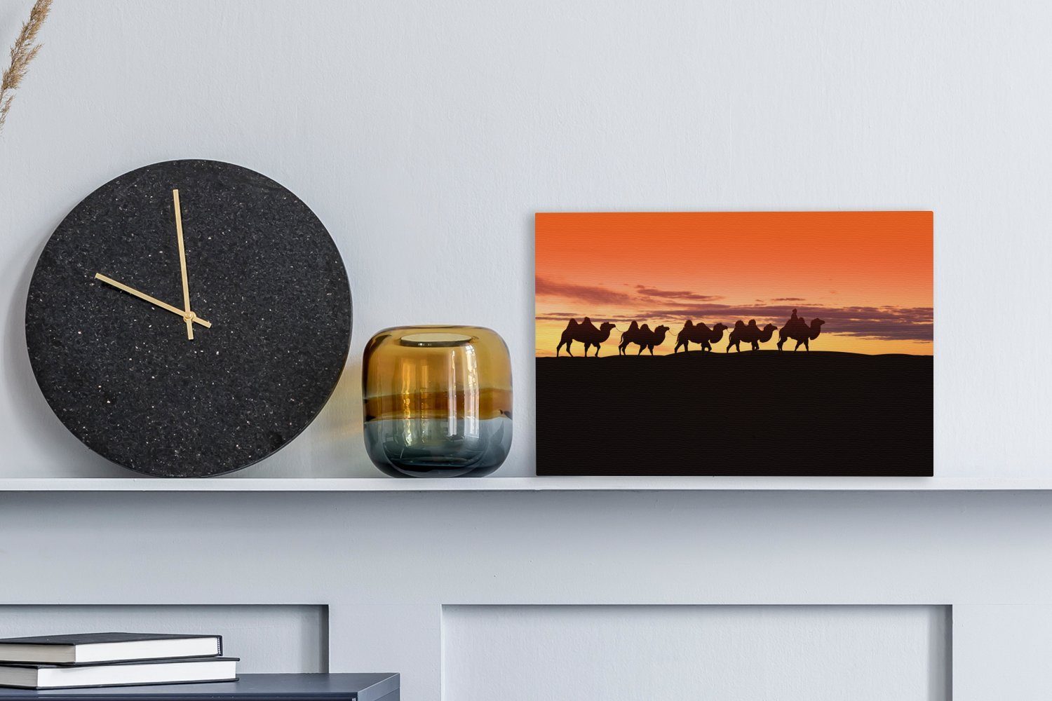 OneMillionCanvasses® Leinwandbild Karawane die (1 Wandbild St), reist Gobi, Wanddeko, 30x20 Leinwandbilder, durch Wüste Aufhängefertig, cm