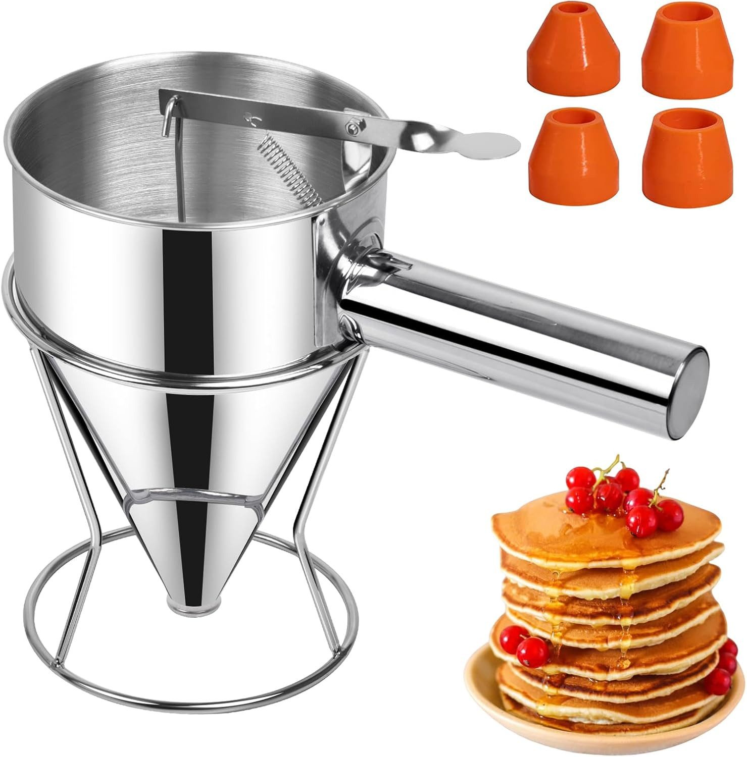 FELIXLEO Teigportionierer Teigspender Edelstahl 600ml Mit Ständer Für Pfannkuchen Dessert, (1-tlg)
