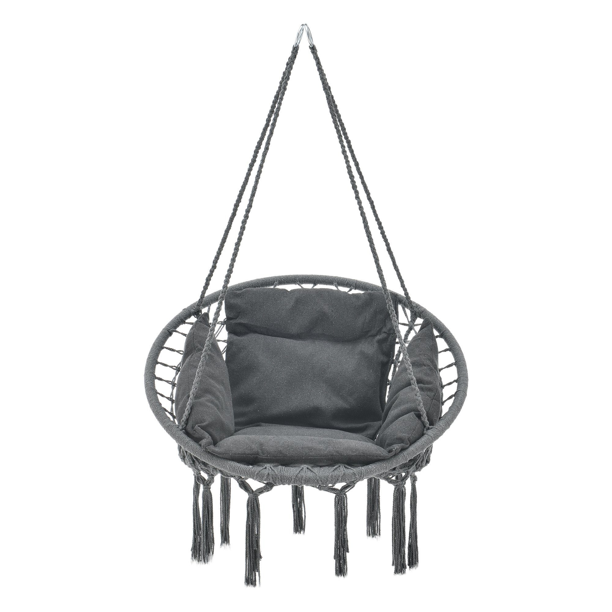 casa.pro Hängesessel, »Kailua« Hängestuhl mit Kissen ø60cm Dunkelgrau