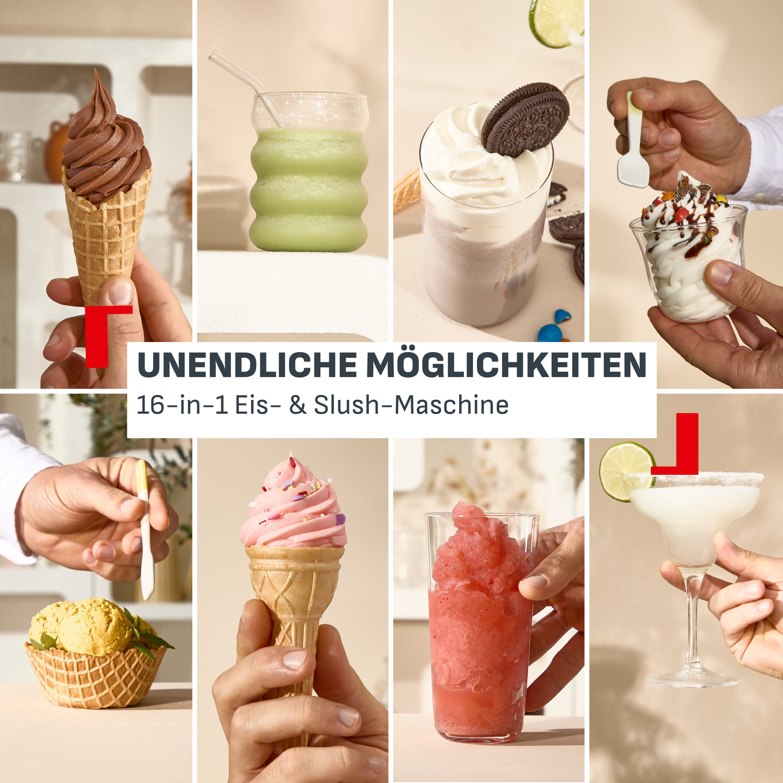 Tefal Slush-Eismaschine Freezi, 5 Automatikprogramme, 8 Portionen in einer Zubereitung, Spülprogramm