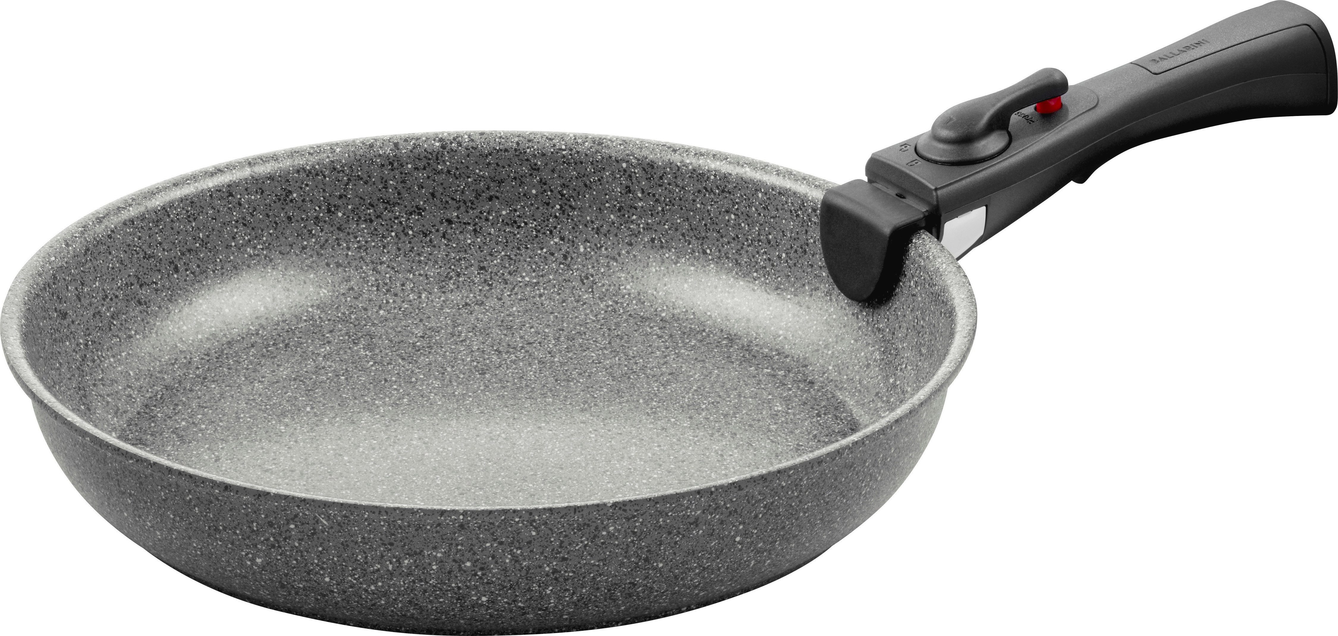 BALLARINI Pfannen-Set Bratpfanne Torre, Aluminium (Set, 2-tlg., 1 abnehmbarer Griff, 1 Bratpfanne), Abnehmbarer Griff, Keramikbeschichtung, Made in Italy, stapelbar