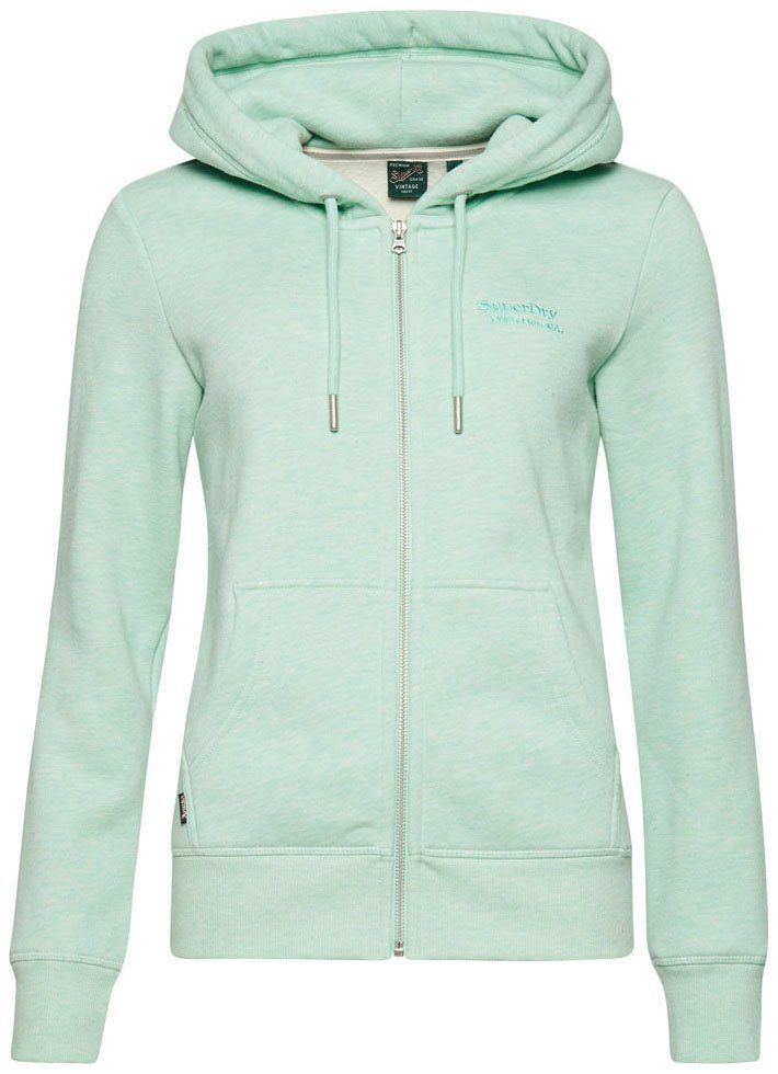 Minted Kapuzensweatjacke ESSENTIAL HOODIE LOGO Superdry Green Marl ZIP