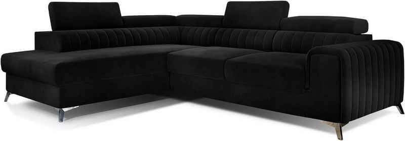 MOEBLO Ecksofa OLIVIER, mit Schlaffunktion und Bettkasten, Couch für Wohnzimmer, Schlafsofa Sofagarnitur L-Form Wohnlandschaft mit Bettfunktion, mit Schlaffunktion