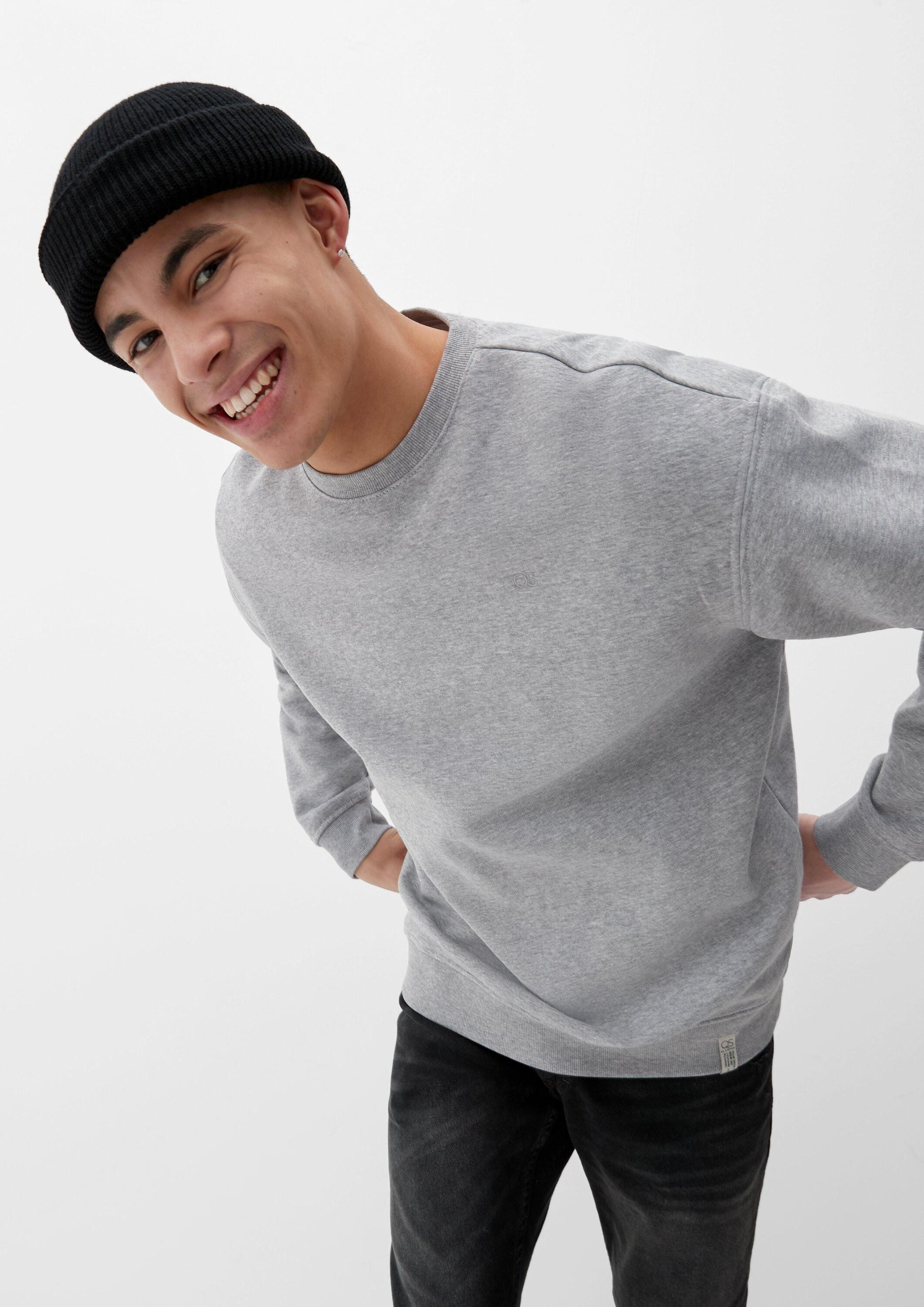 QS Sweatshirt Sweatshirt Sweatshirt mit Logostickerei