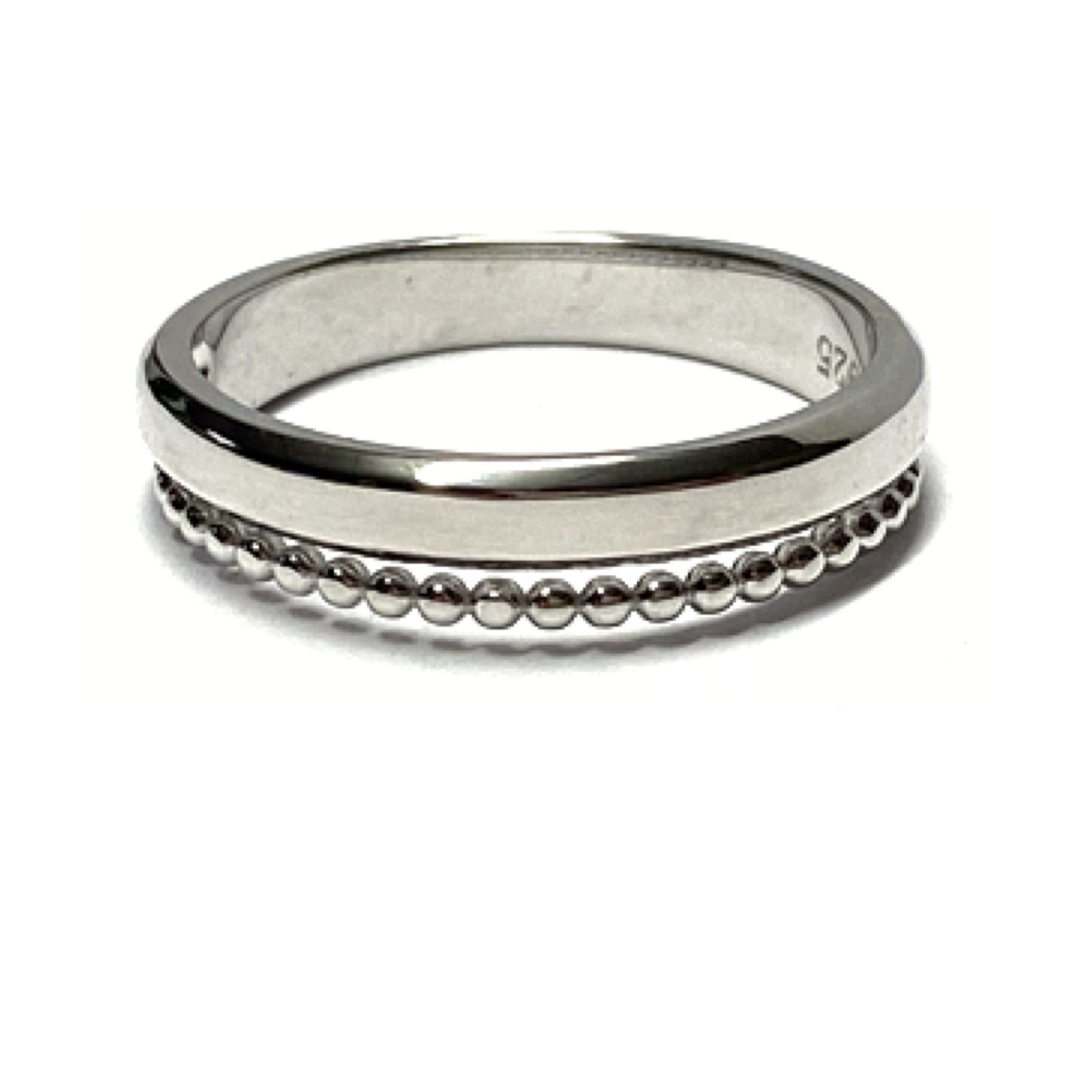 Silberring Silberring 925 rhodiniert Glanz Kugelschiene Bandring Ring #60