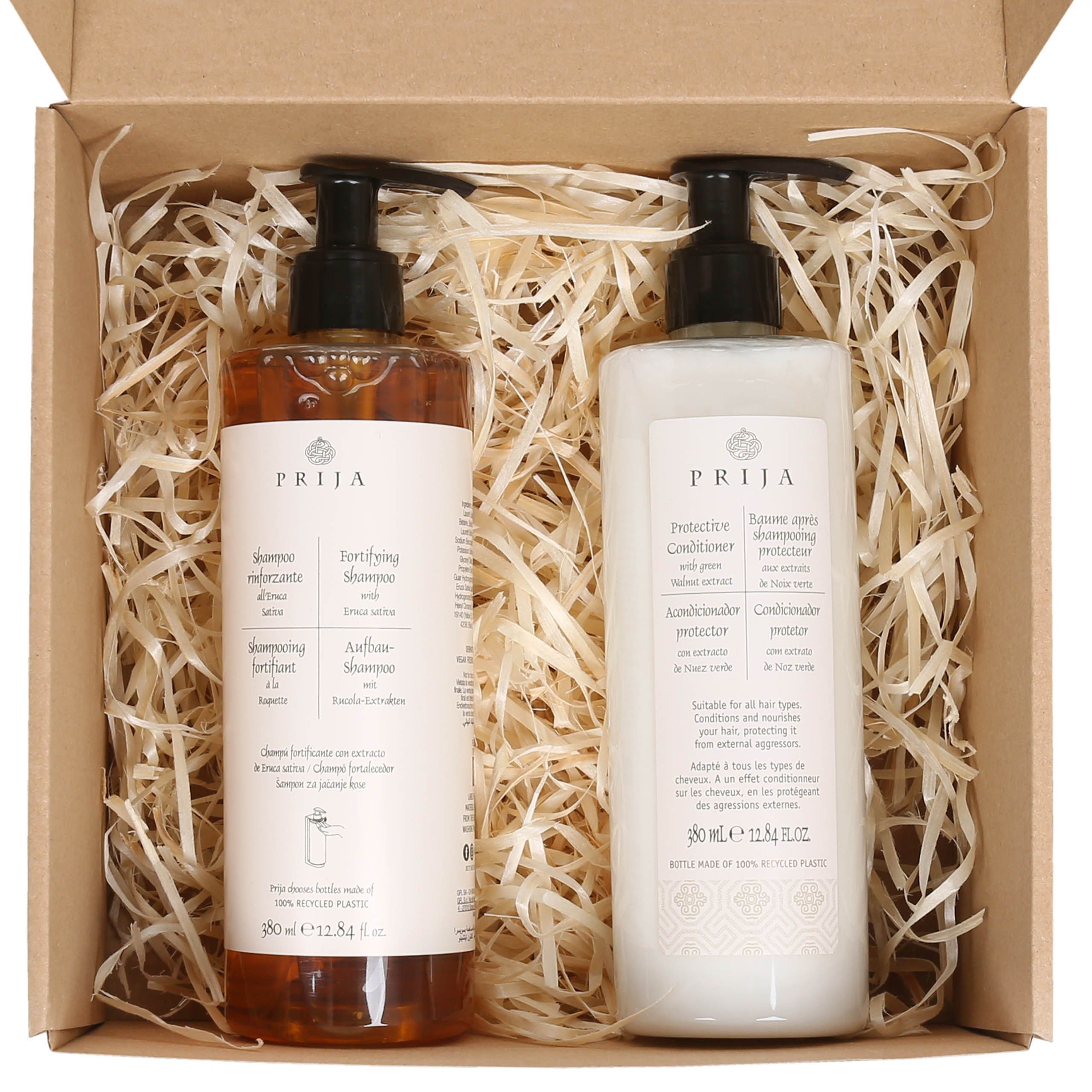 PRIJA Körperpflegemittel PRIJA-Set: Regenerierendes Shampoo, schützende Haarspülung 2x380ml