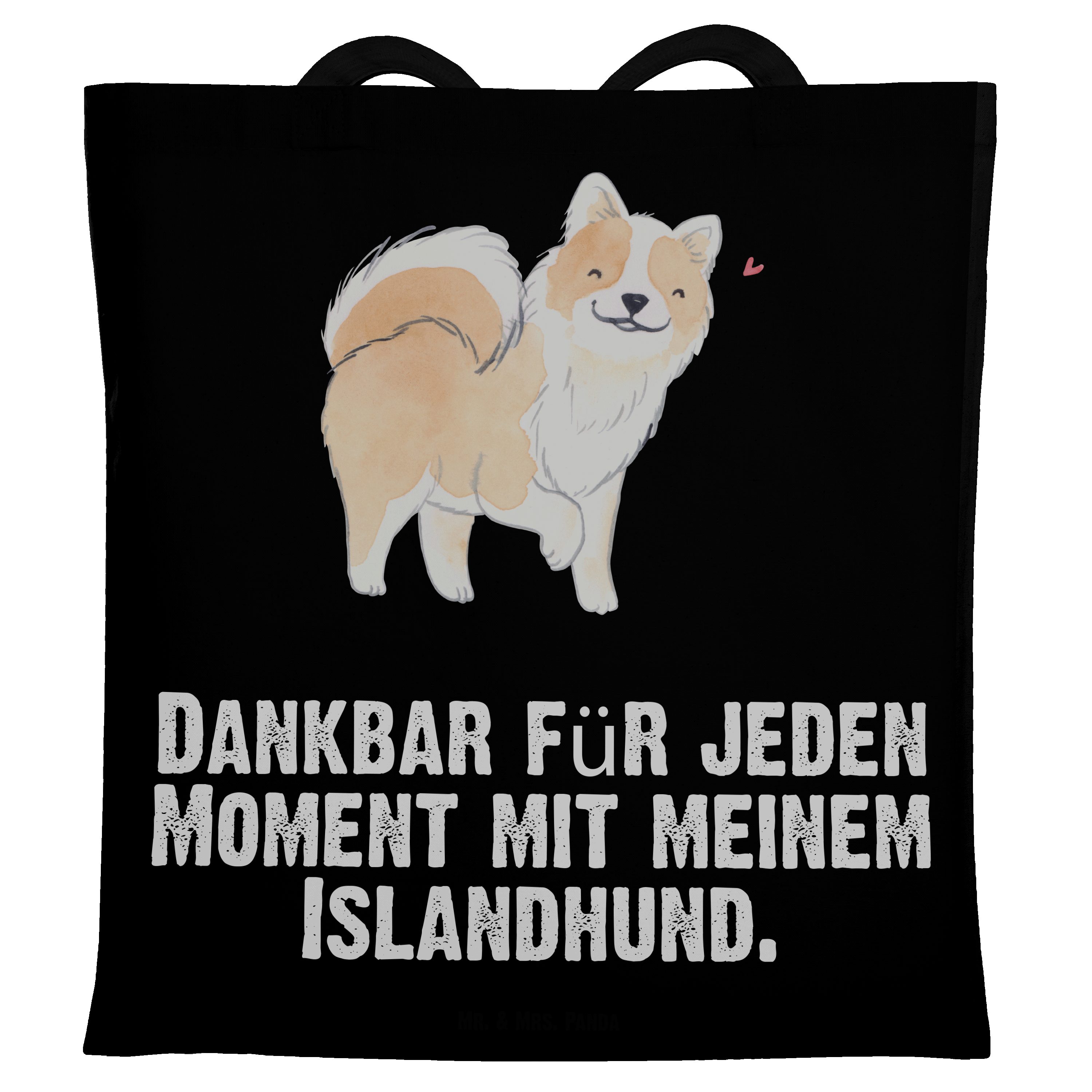 Mr. & Mrs. Panda Tragetasche Islandhund Moment - Schwarz - Geschenk, isländischer Schäferhund, Jut (1-tlg)