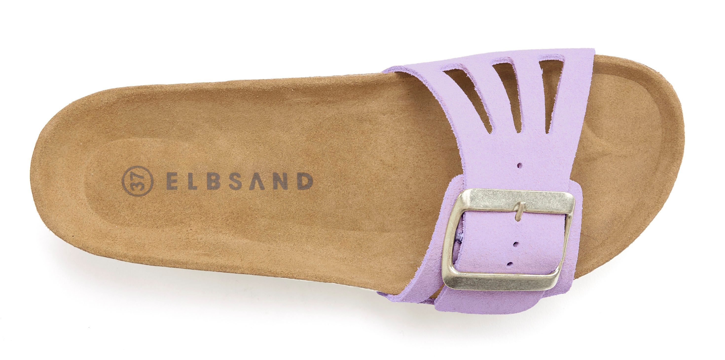 Elbsand Sandale, Mule, offener Schuh, Sommerschuhe, Lederpantolette Pantolette aus Leder mit weichem Korkfußbett
