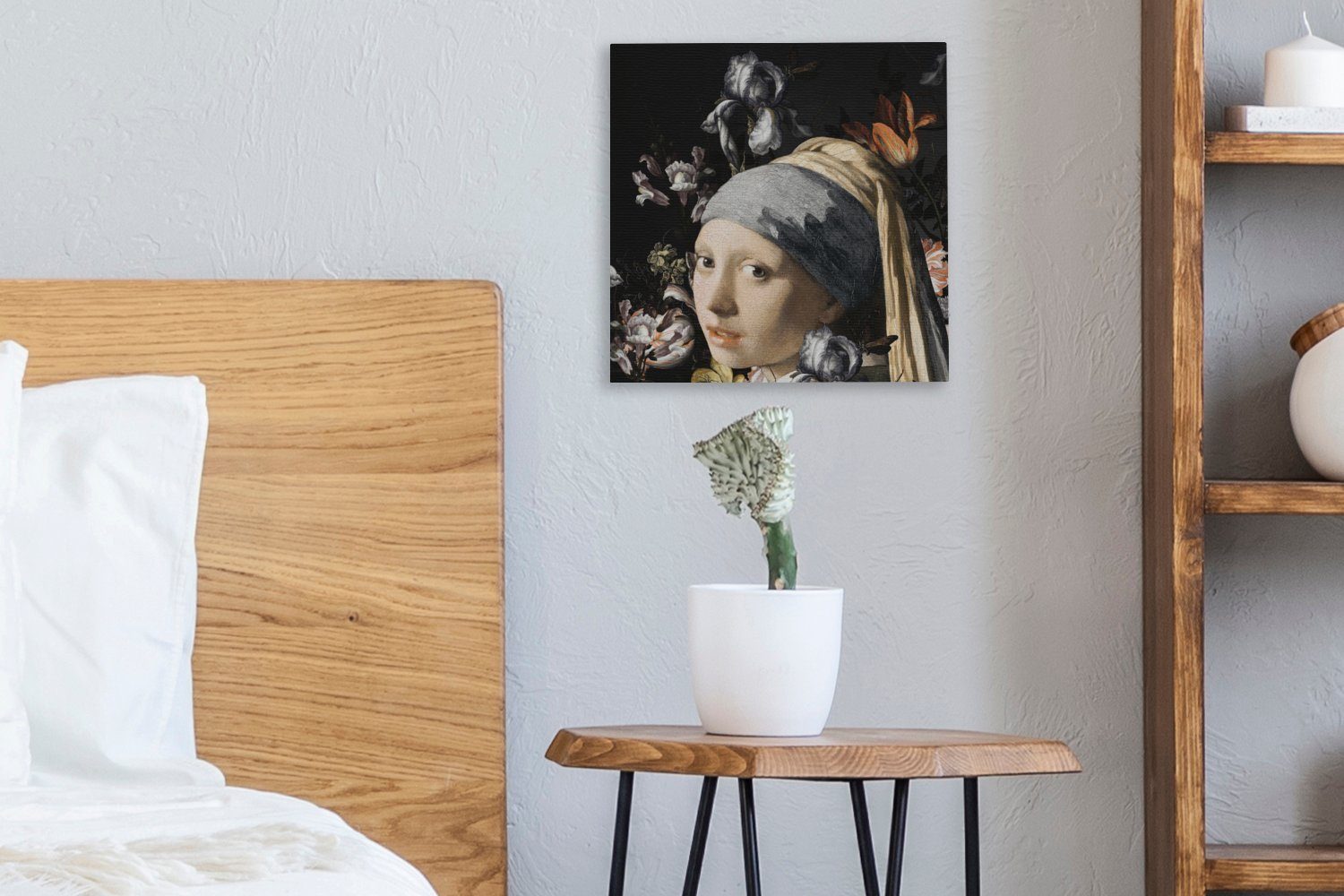 OneMillionCanvasses® Gemälde Gemälde - Vermeer, Leinwand Wohnzimmer St), Bilder Blumen für - (1 Schlafzimmer