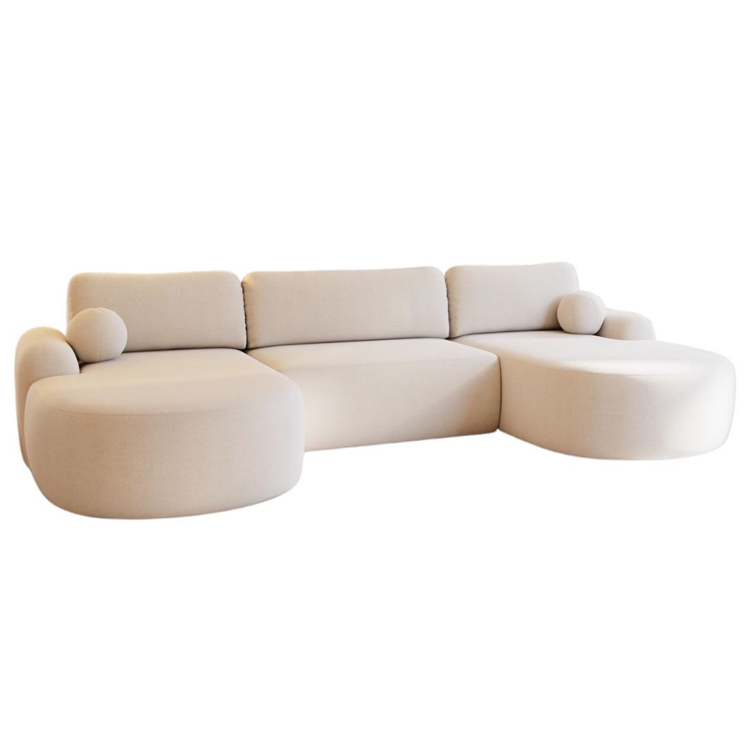 Compleo Ecksofa Design U-Form Ecksofa Bouclé, luxuriöses, runde Formen OLIO günstig online kaufen