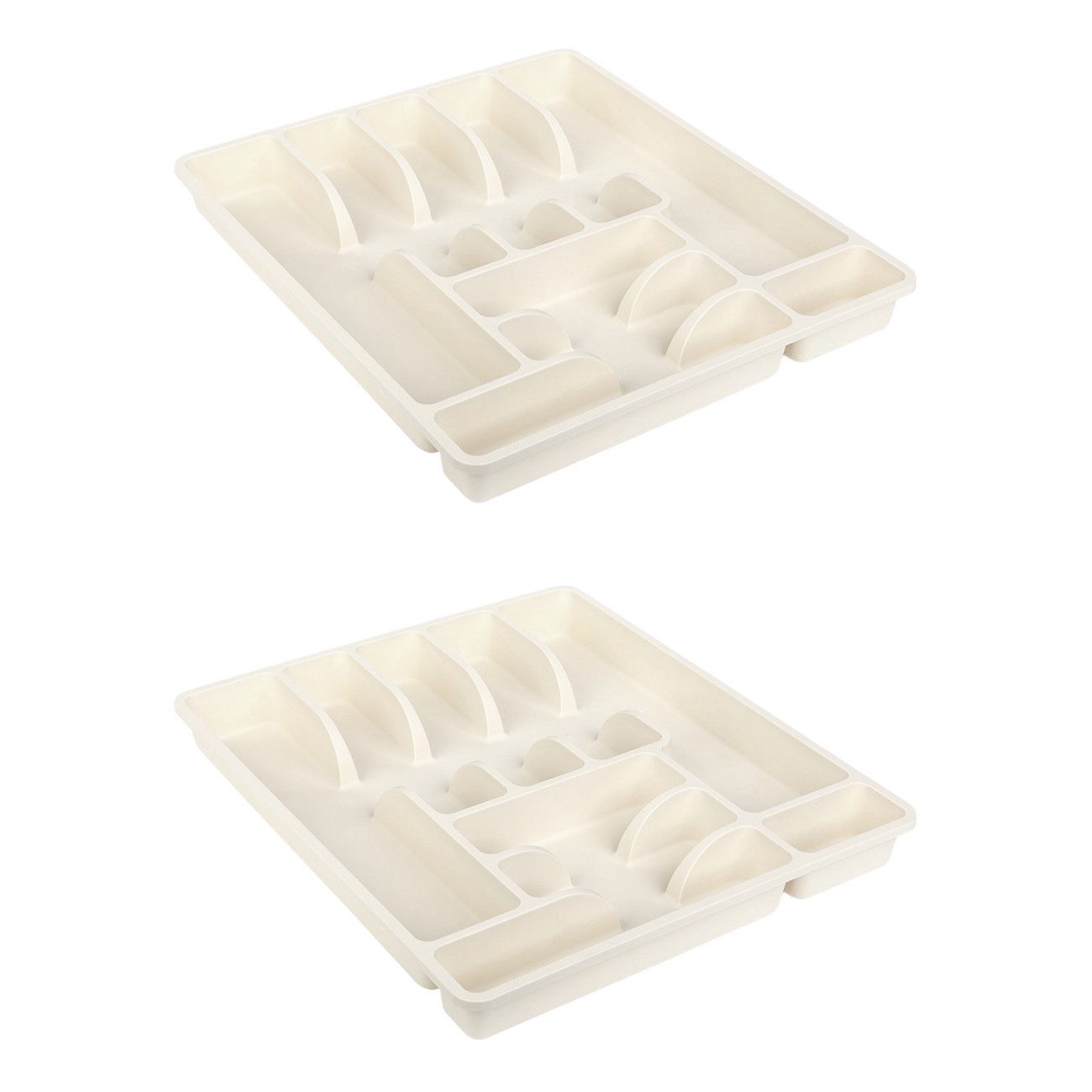 Engelland Besteckkasten Besteckeinsatz für Schubladen 40 cm (Vorteils-Set, 2 St., 45 x 39 x 5 cm), BPA-frei, robuster PP-Kunststoff, für alle handelsüblichen Schubladen