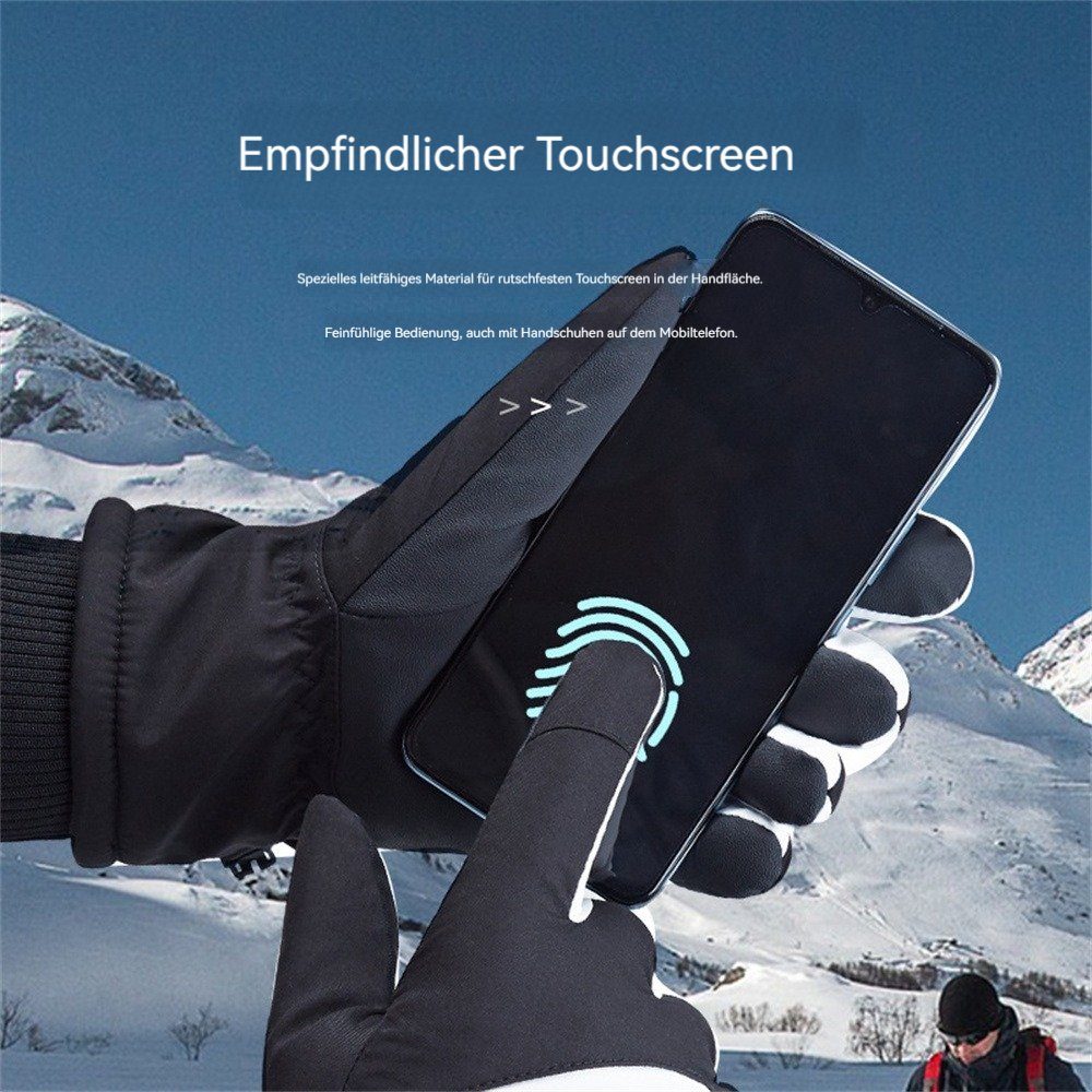Warme Handschuhe grau mit Wasserdichte Baumwollhandschuhe Skihandschuhe Touchscreen Skihandschuhe, Sporthandschuhe, Skihandschuhe, Dekorative