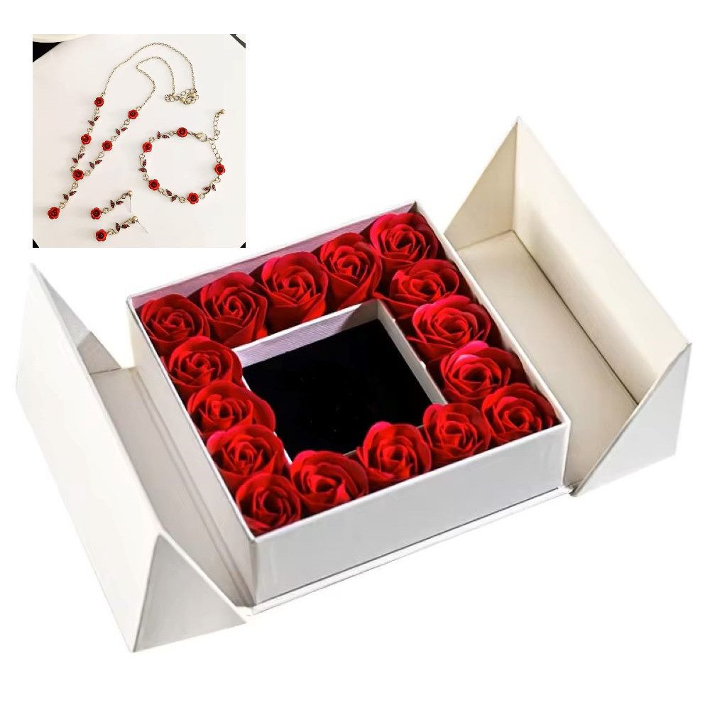 Tidy Schmuckkasten Rosen- Geschenkbox Weiß mit 3 tlg Schmucket, Rose Muttertag
