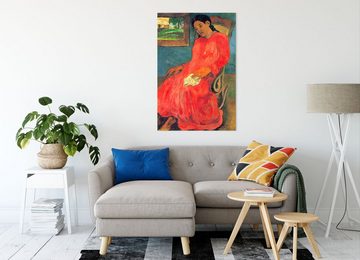 Pixxprint Leinwandbild Paul Gauguin - Frau im rotem Kleid, Paul Gauguin - Frau im rotem Kleid (1 St), Leinwandbild fertig bespannt, inkl. Zackenaufhänger