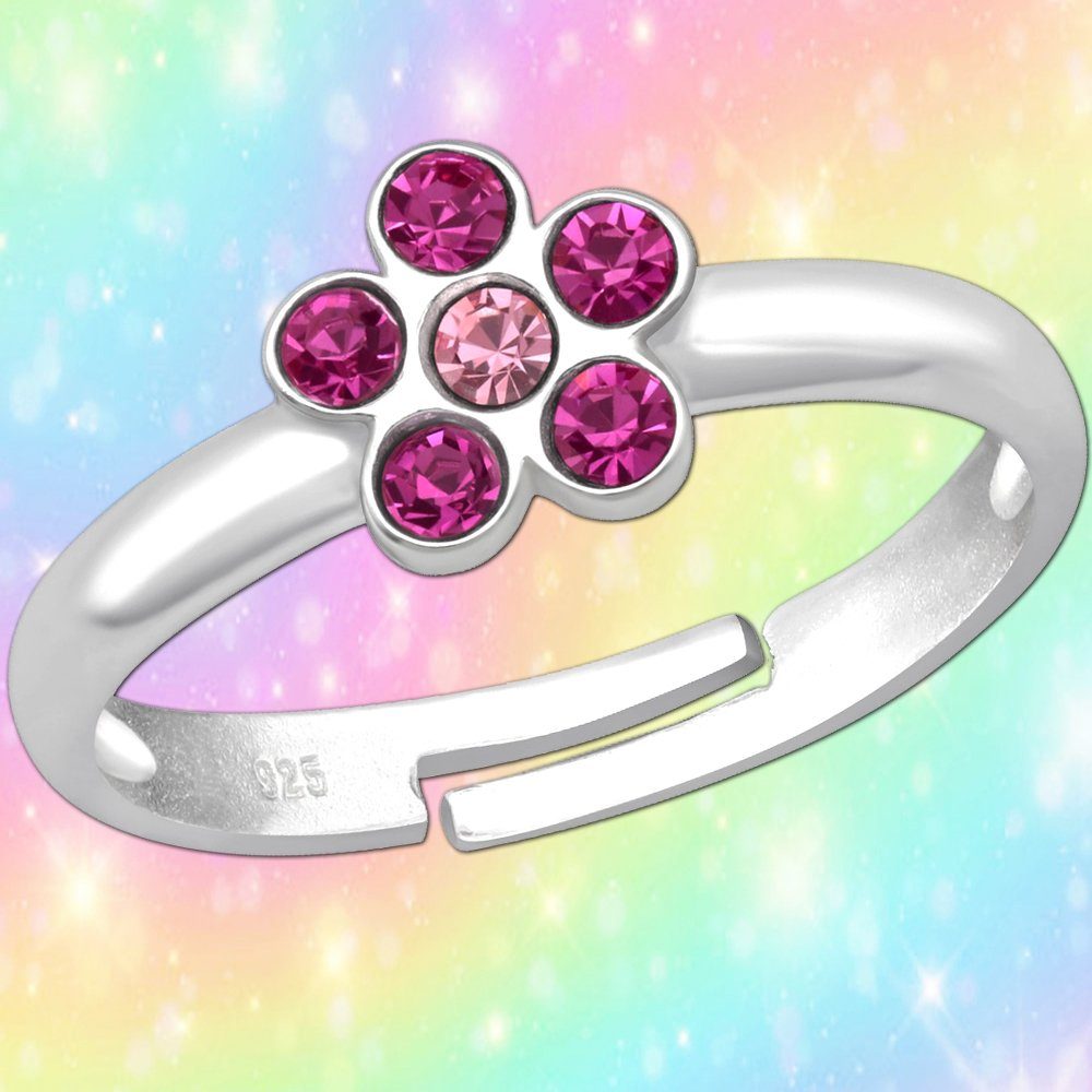 Limana Fingerring Kinderring 925 Silber verstellbarer Ring Blume Kinderschmuck Mädchen (inkl. Geschenkdose), Geschenk für Kinder Weihnachten Geburtstag Nikolaus Ostern