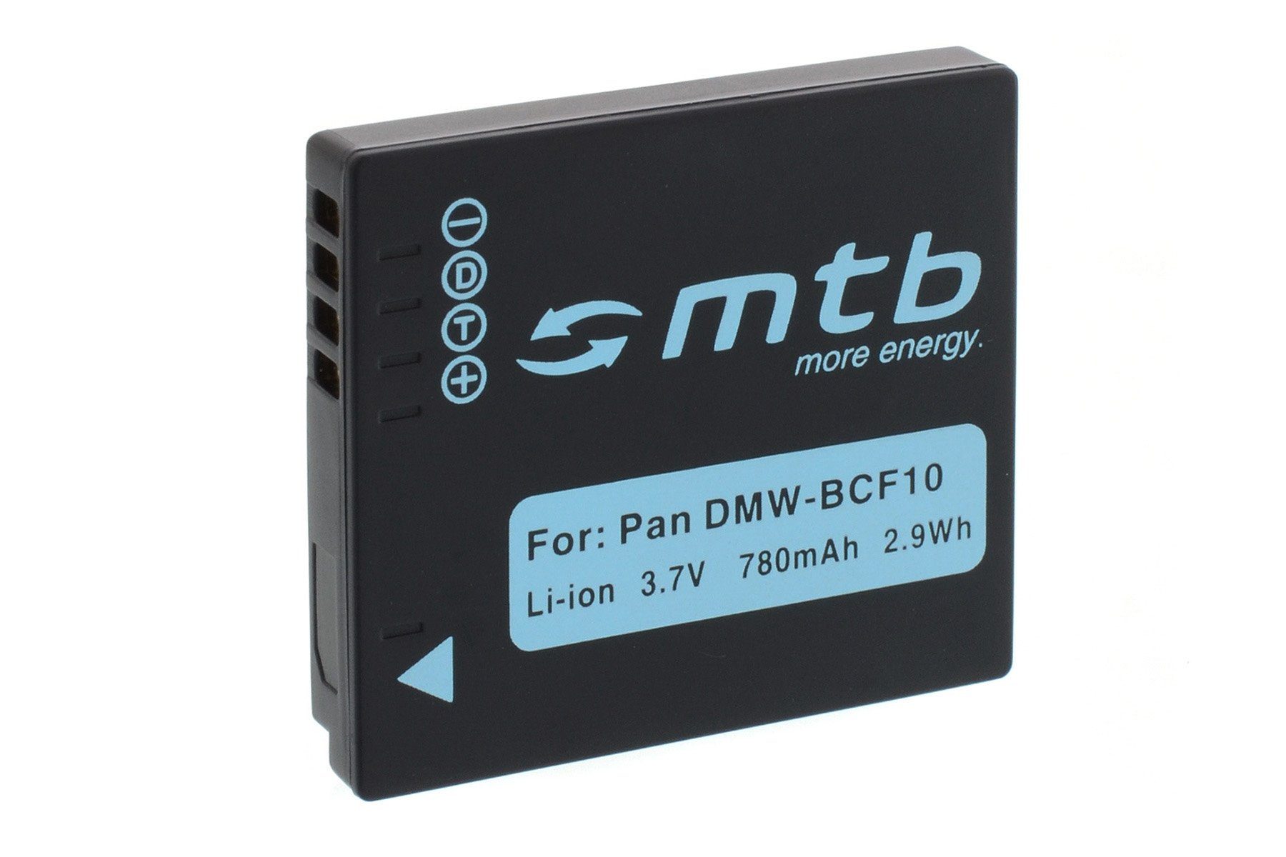mtb more energy Akku für Panasonic DMW-BCF10E, CGA-S106C Kamera-Akku kompatibel mit Akku-Typ Panasonic BCF10E 780 mAh (3,7 V)