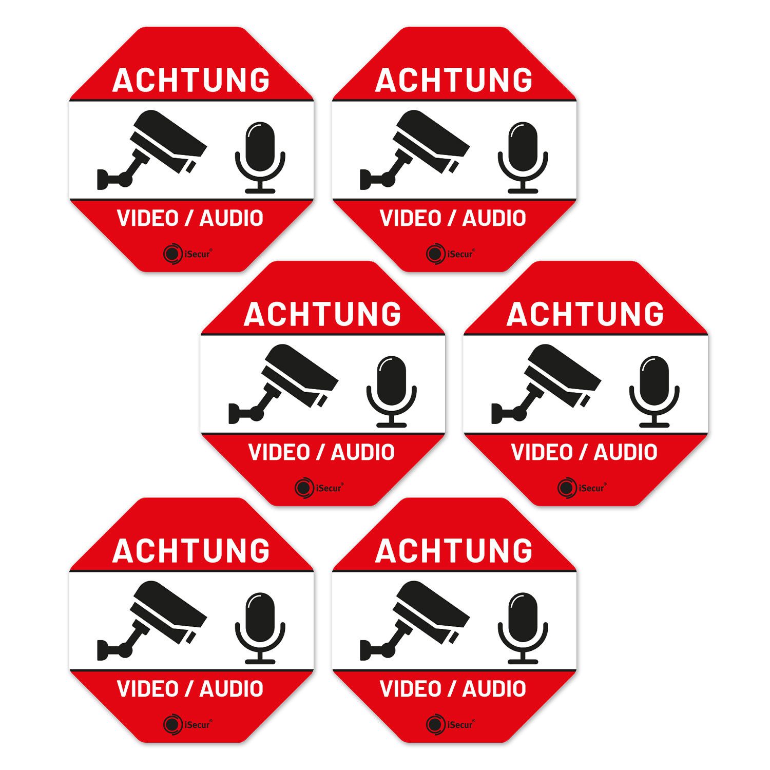 iSecur Aufkleber iSecur Video Audio Aufkleber 6x -Wetterfest selbstklebend I hin839