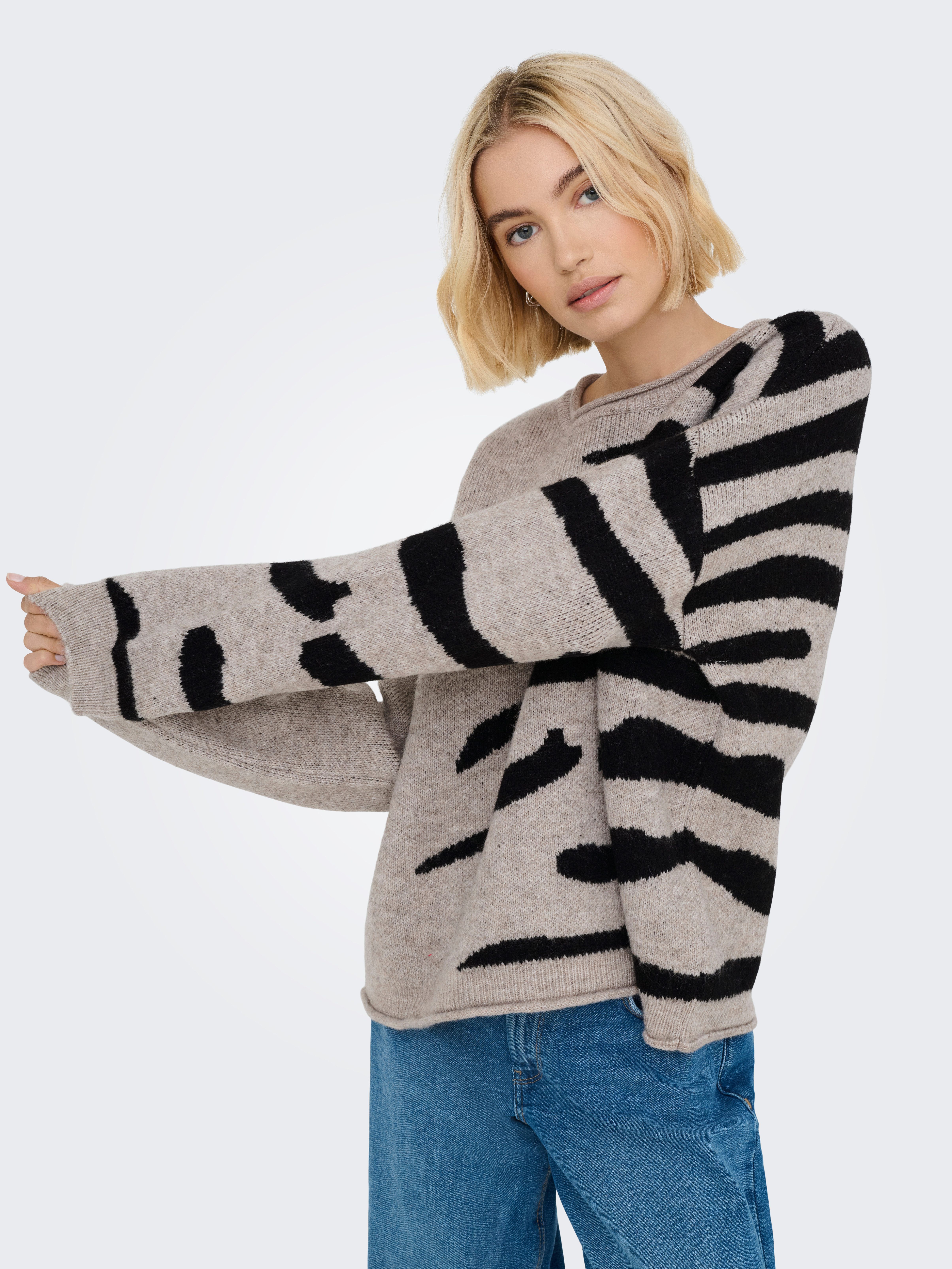 ONLY Rundhalspullover ONLJADE PATTERN LS O-NECK EX KNT günstig online kaufen