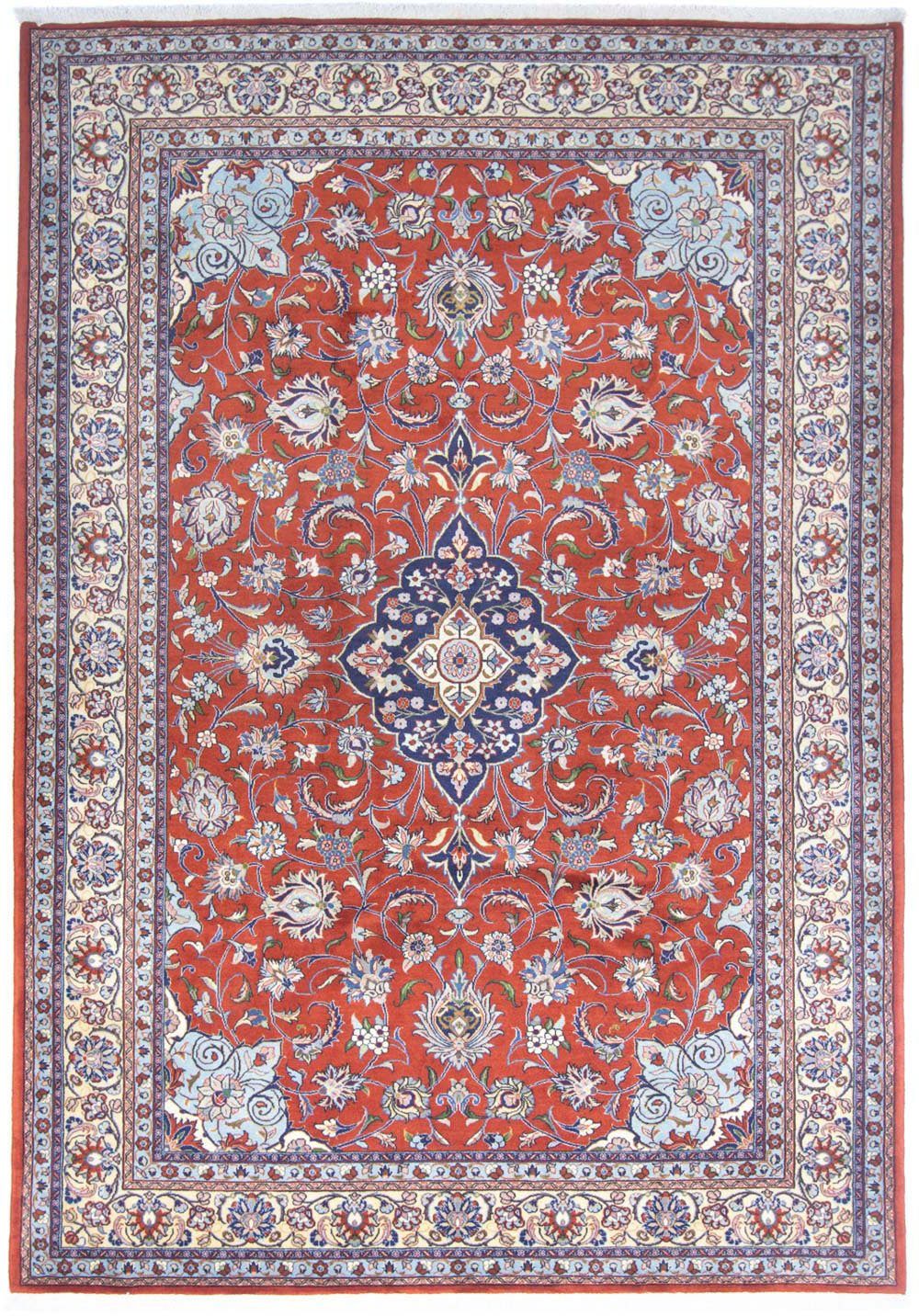 Wollteppich Sarough Medaillon Rosso 301 x 206 cm, morgenland, rechteckig, Höhe: 10 mm, Unikat mit Zertifikat | Kurzflor-Teppiche