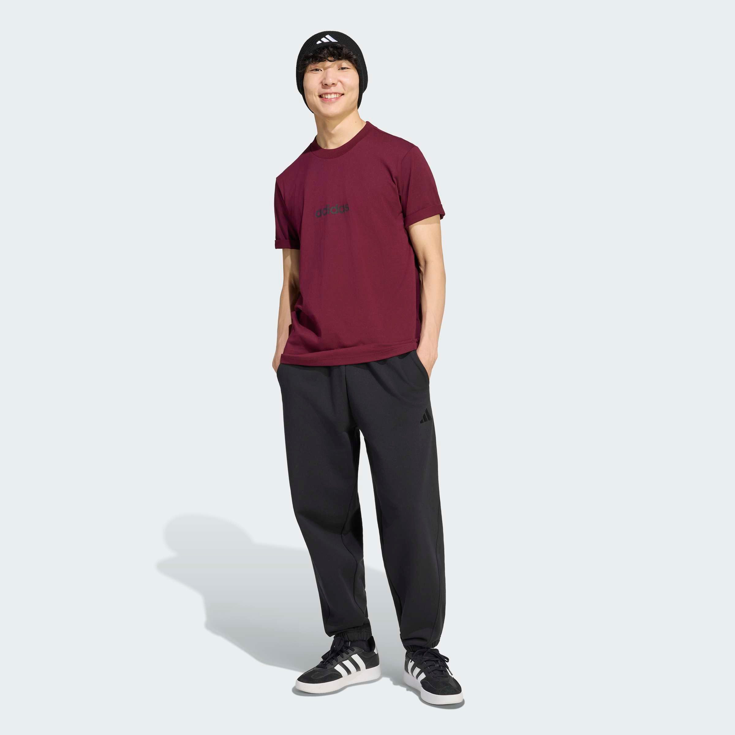 adidas Sportswear T-Shirt ESSENTIALS LINEAR SINGLE JERSEY überschnittene Schultern, Kurzarmdesign, aus Baumwolljersey – Bild 5 von 5