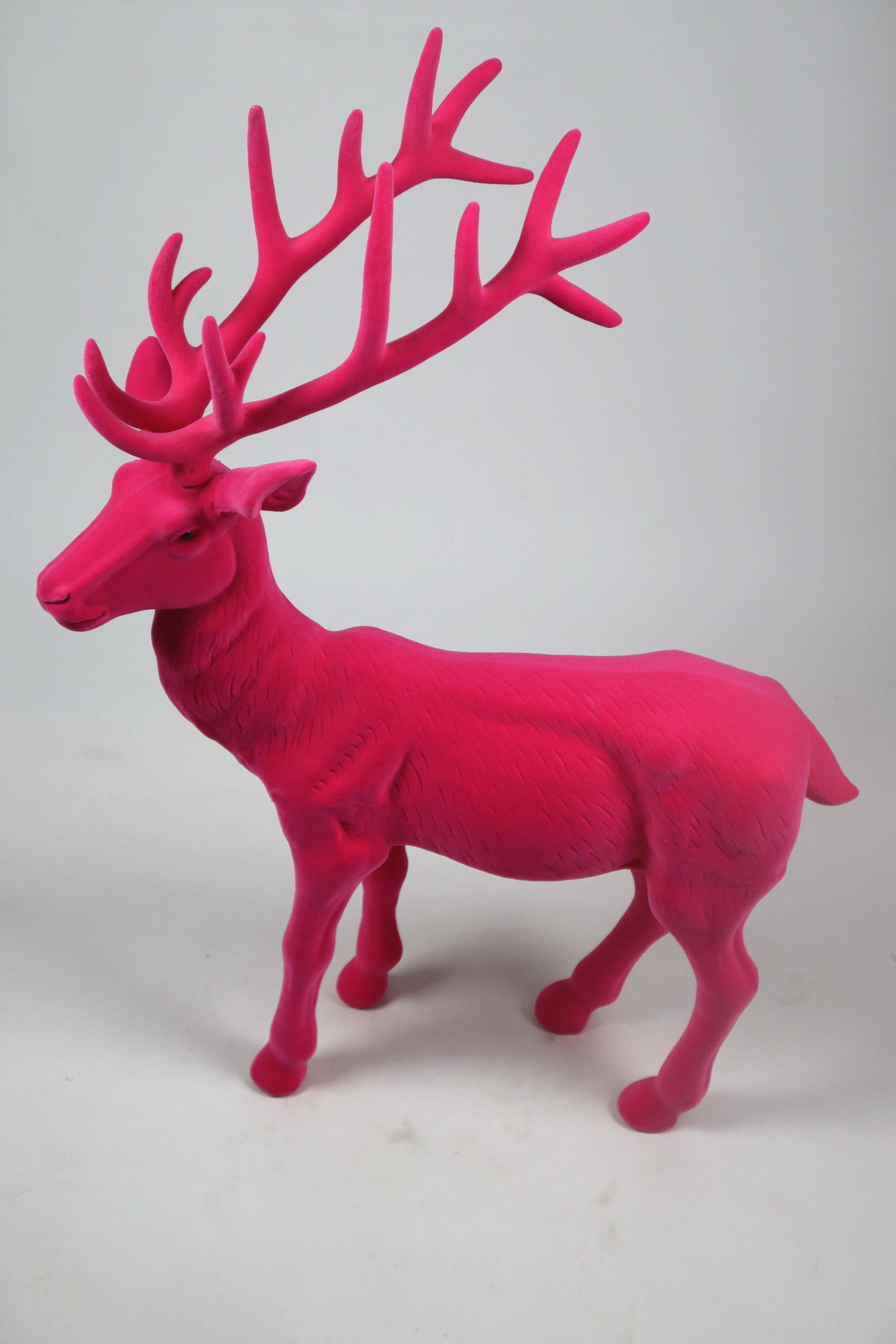 AM Design Weihnachtsfigur Rentier stehend mit samtweichem Flock, aus Kunststoff, Höhe 76 cm, in verschiedenen Farben