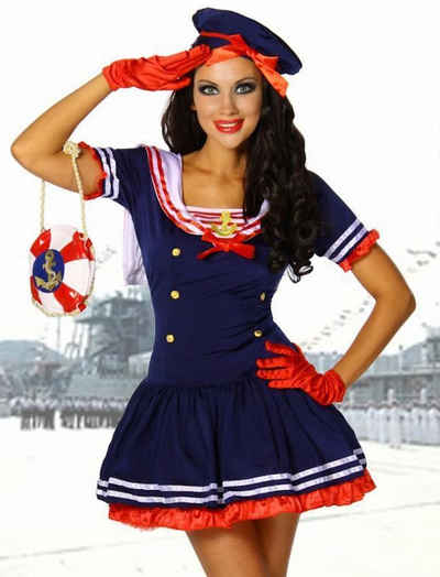 Piraten-Kostüm Marine-Kostüm Matrose Outfit Matrosin-Minikleid Karneval Fasching
