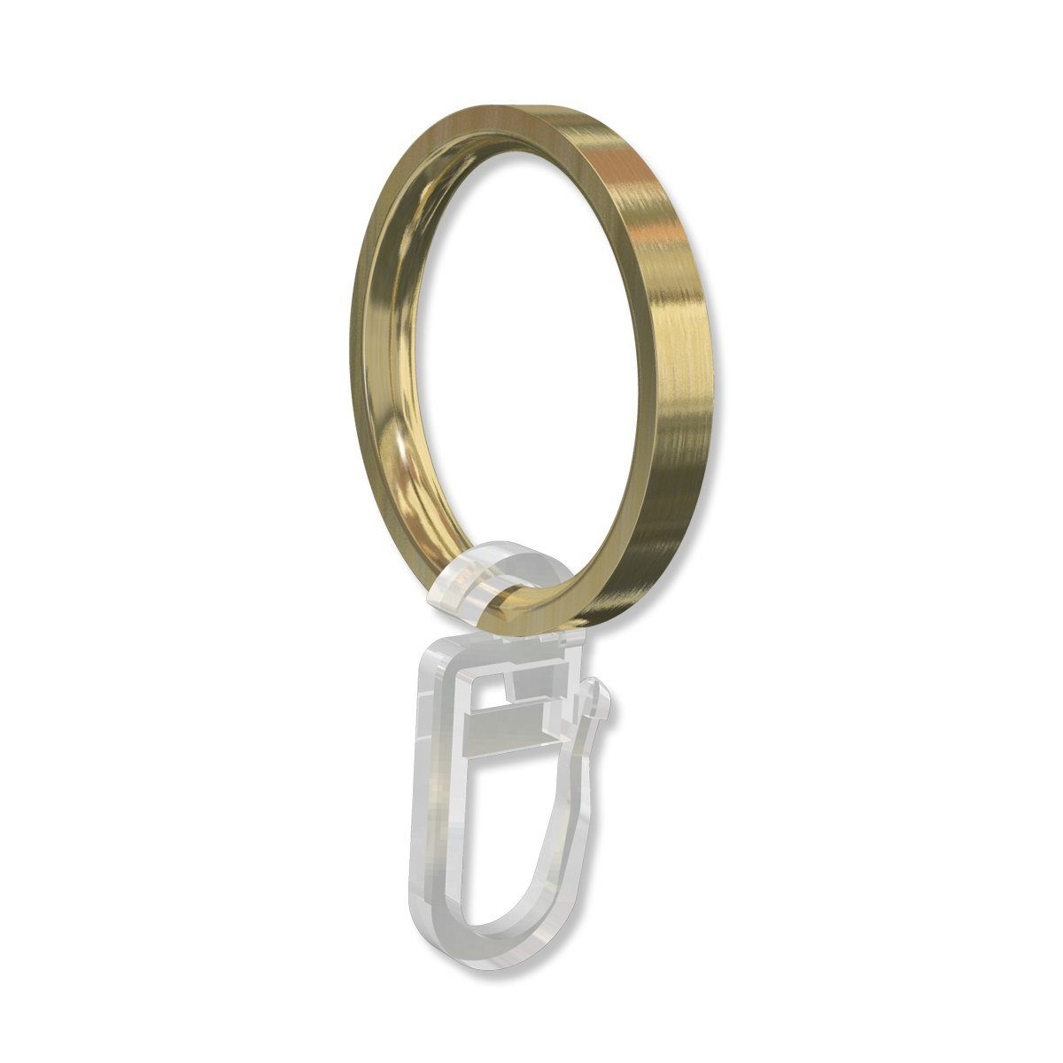 INTERDECO Gardinenring Flachringe mit Faltenhaken, für 20 mm Ø Gardinenstangen, (Packung, 10-St., Messing-Optik), Metall