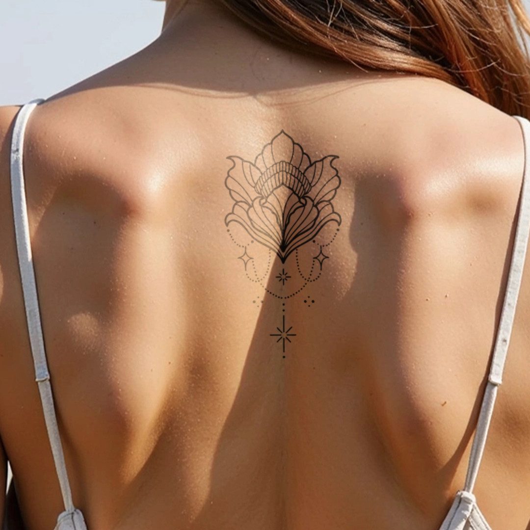Inkster Schmuck-Tattoo Geometrischer Lotus Tattoo, wasserfestes temporäres Tattoo, 2 Wochen Halt