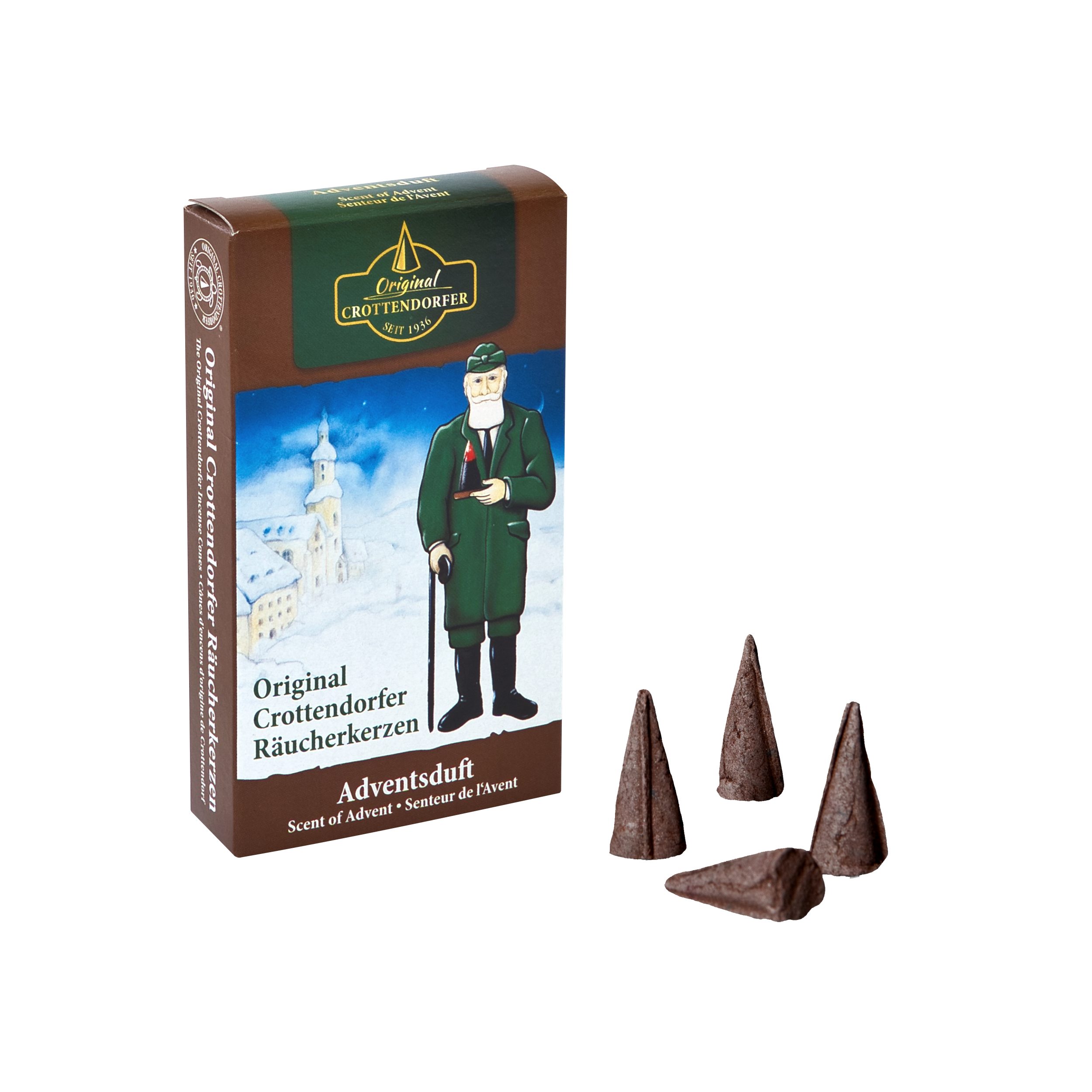 Crottendorfer Räucherkegel Crottendorfer Räucherkerzen 10er-Pack Adventsduft (Packung, 10-St., Vorteilspack), 100% Made in Germany