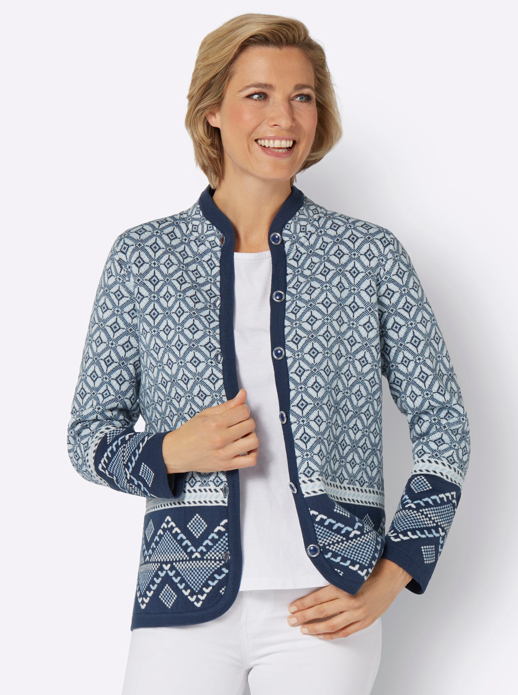 Sieh an! Strickjacke Strickjacke Langarm Jacquard