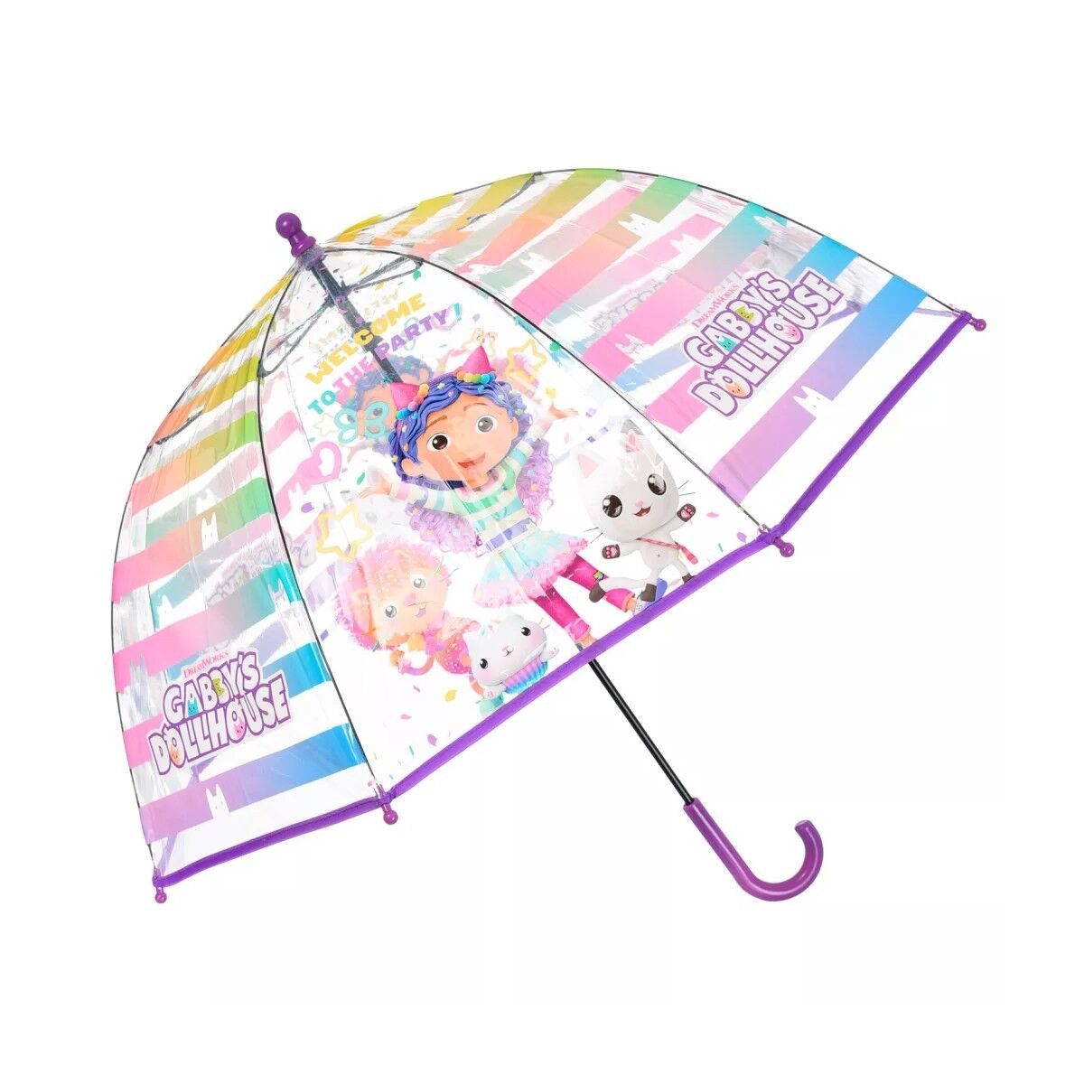 Stockregenschirm Gabby's Dollhouse Welcome Kinder transparenter Regenschirm