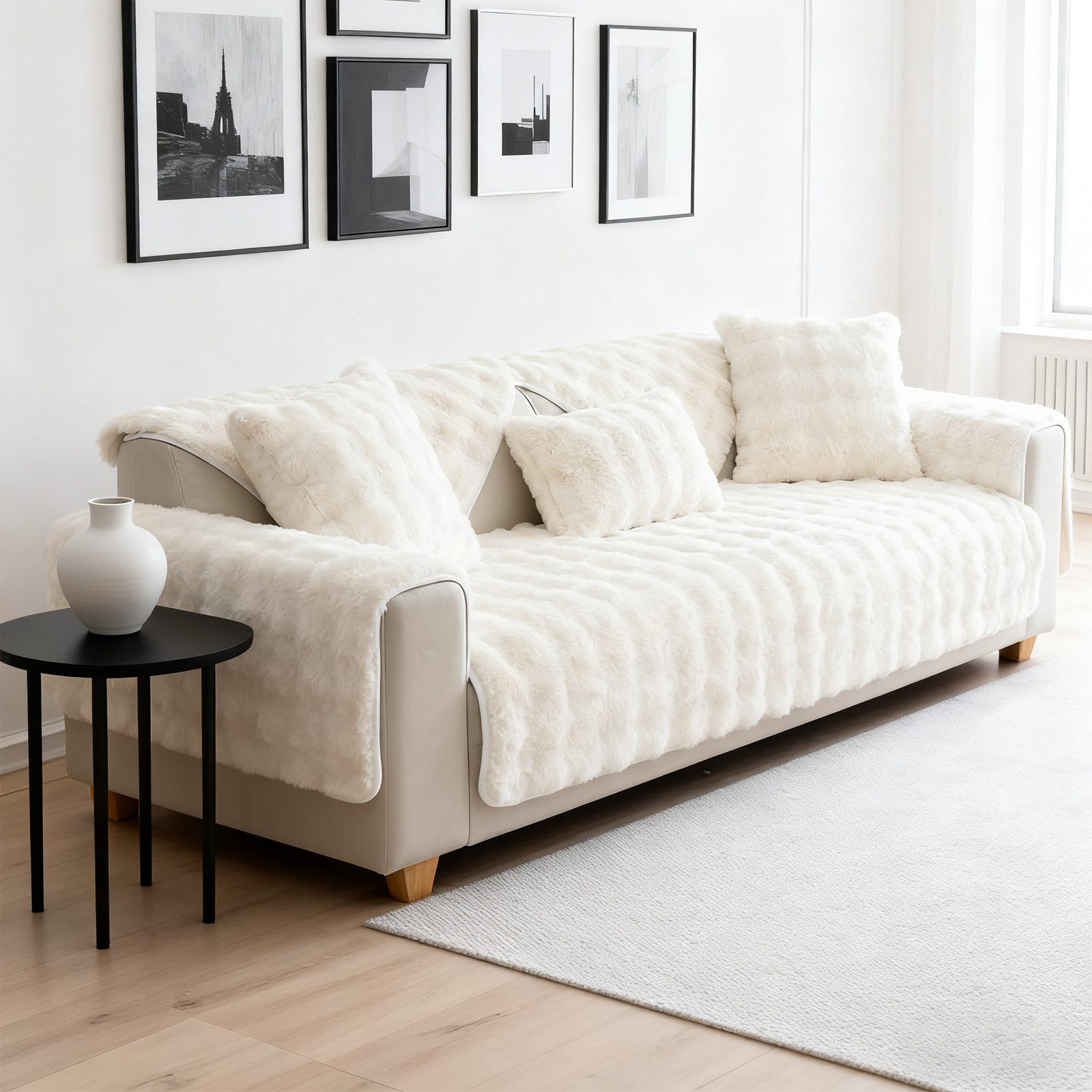 OKWISH Sofahusse Plüsch-Sofakissen Sofadecke Sofaauflage Krabbelmatte Couch günstig online kaufen