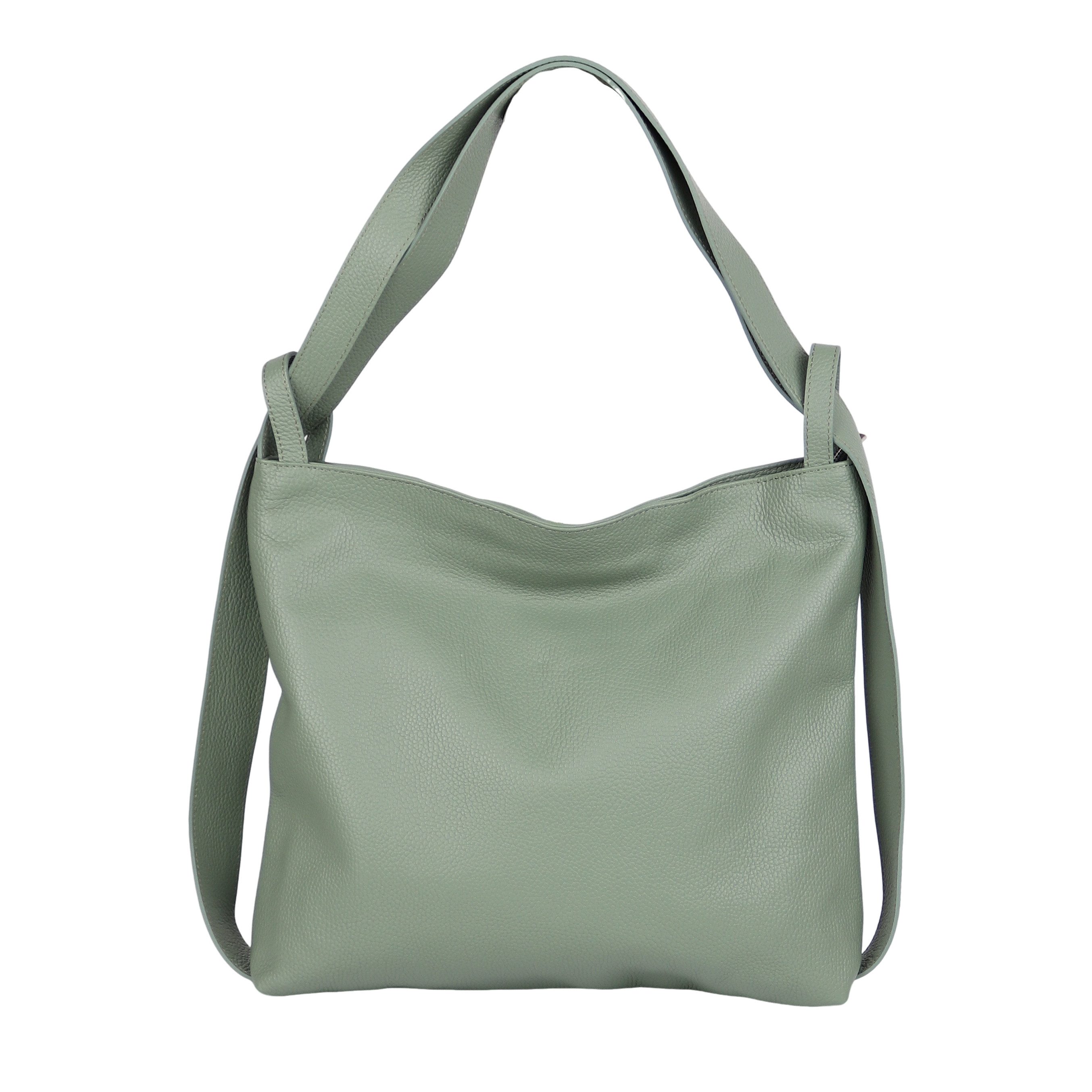 MIRROSI Beuteltasche aus Echtleder, Made in Italy, Shopper Tasche auch als Rucksack 2 in 1, Tragetasche (47x37x9cm) mit viel Stauraum