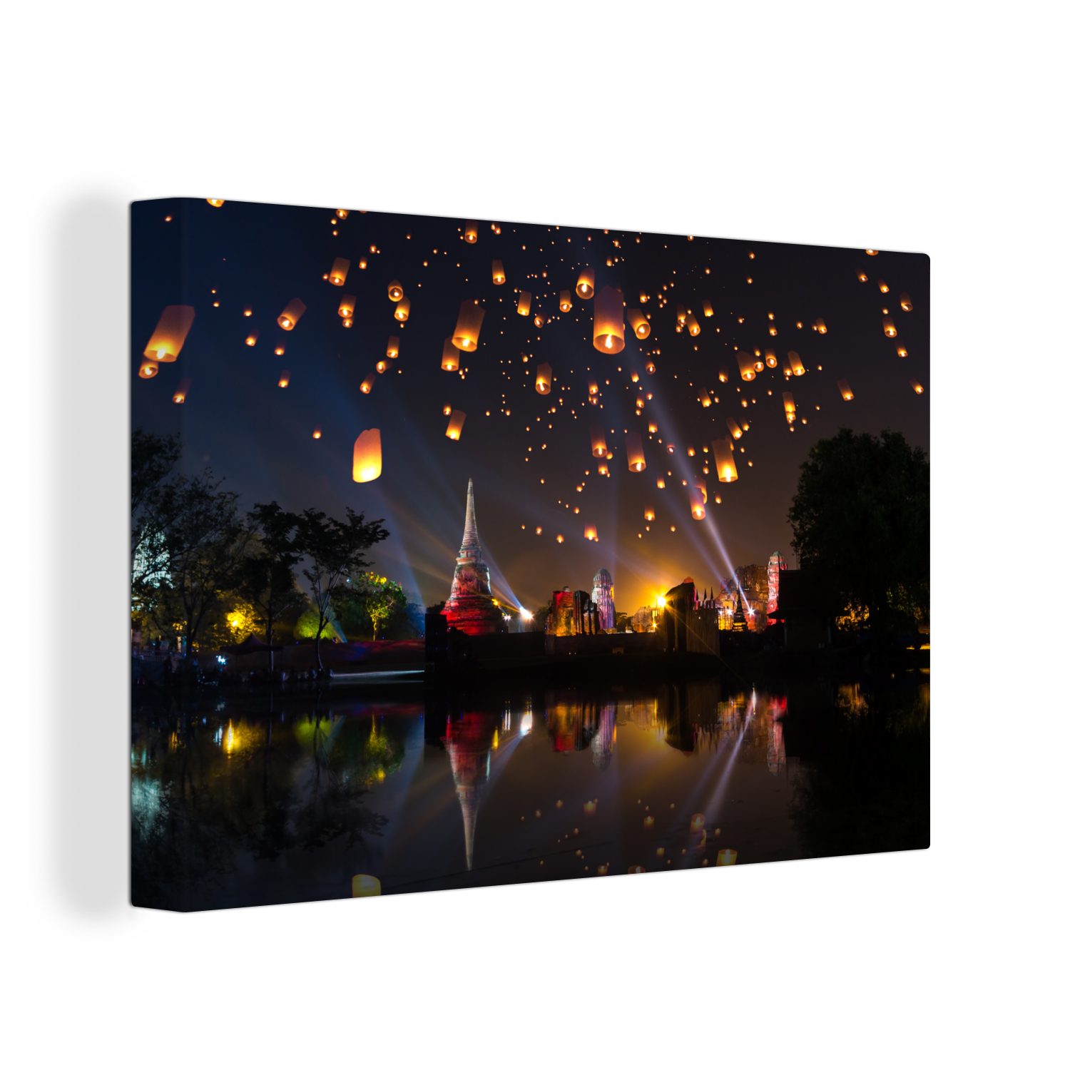 OneMillionCanvasses® Leinwandbild Tempelfestspiele in Asien, (1 St), Wandbild Leinwandbilder, Aufhängefertig, Wanddeko, 30x20 cm