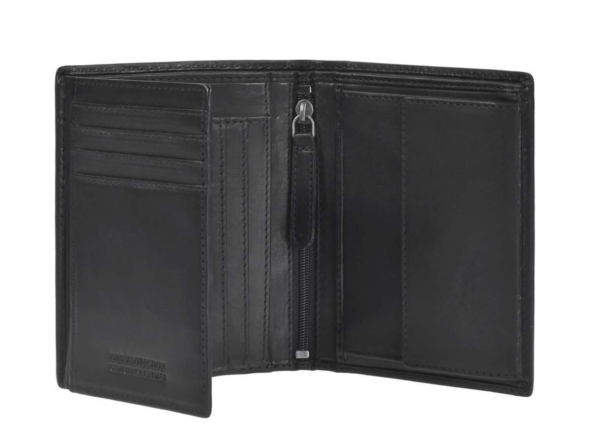 Greenburry Geldbörse Pure Black, im Portemonnaie Schutz, RFID Hochformat, Kartenfächer, 8 Herren