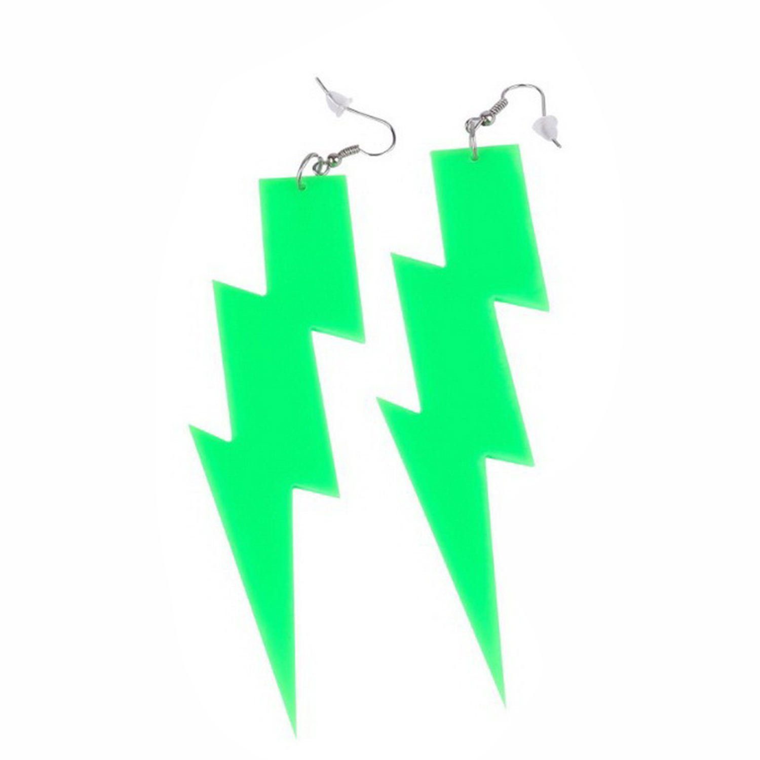 MAGICSHE Paar Ohrhänger 80er Jahre Neon Ohrringe, Blitzanhänger aus Acryl Grün