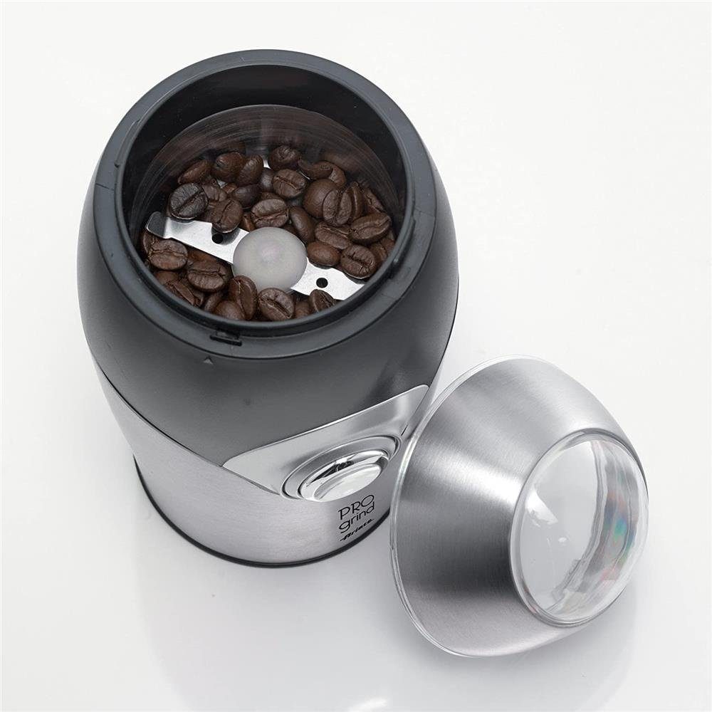 Ariete Kaffeemühle Elektrische Kaffeemühle, 150 W, 35 g Bohnenbehälter, 150 W, Silber / schwarz, Edelstahlklinge, 35 g Vorratsbehälter, kompakt, robust, elektrisch, Kabelfach