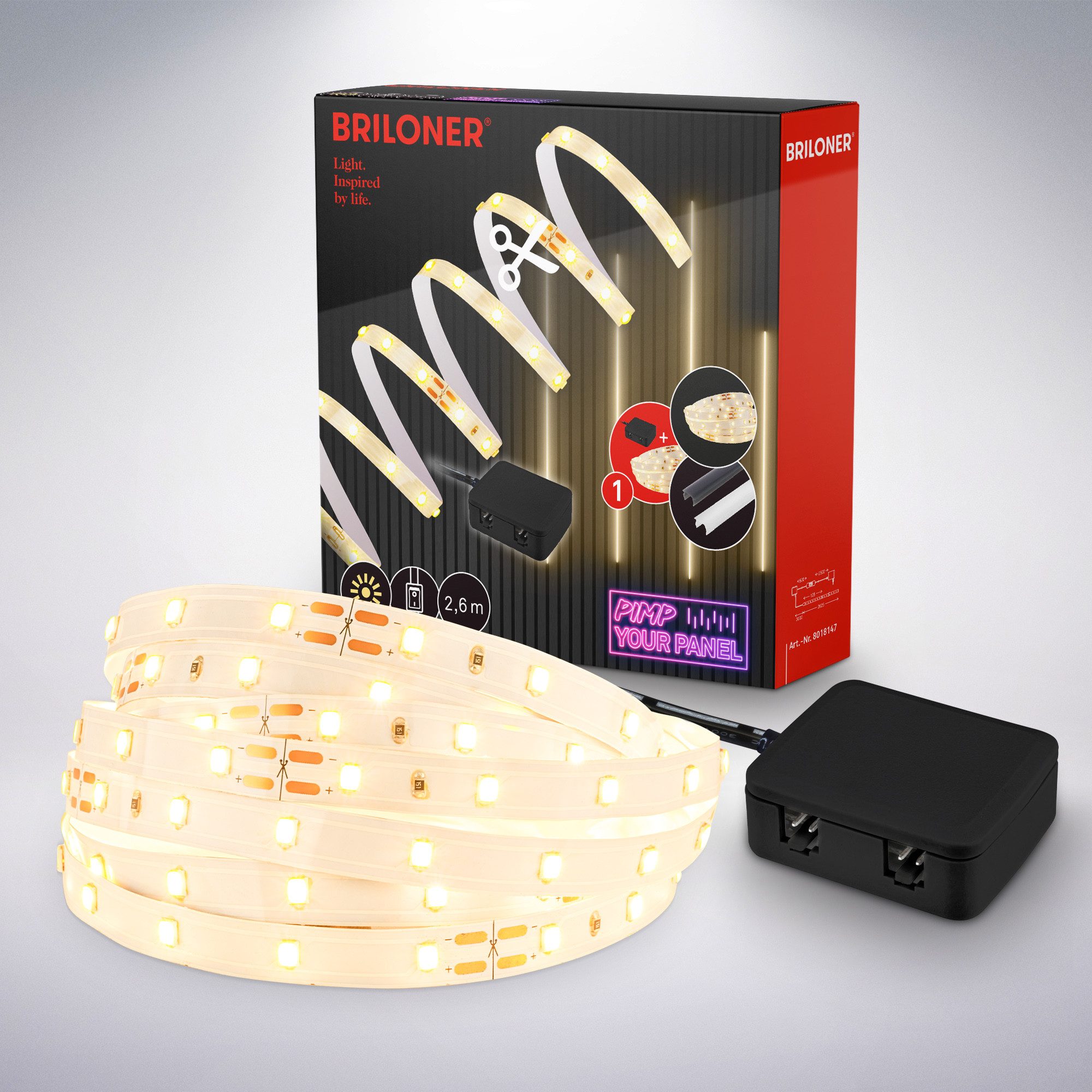 Briloner LED Band Pimp your Panel Starter-Set Warmweiße Lichtfarbe  2,6 m günstig online kaufen