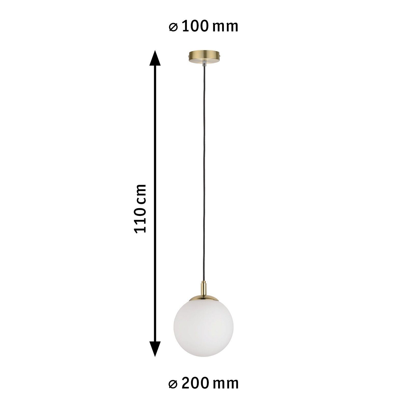 Leuchtmittel, 230V Pendelleuchte ohne Weiß/Messing Glas/Metall, E27 max. Neordic Paulmann Menja 1x20W gebürstet