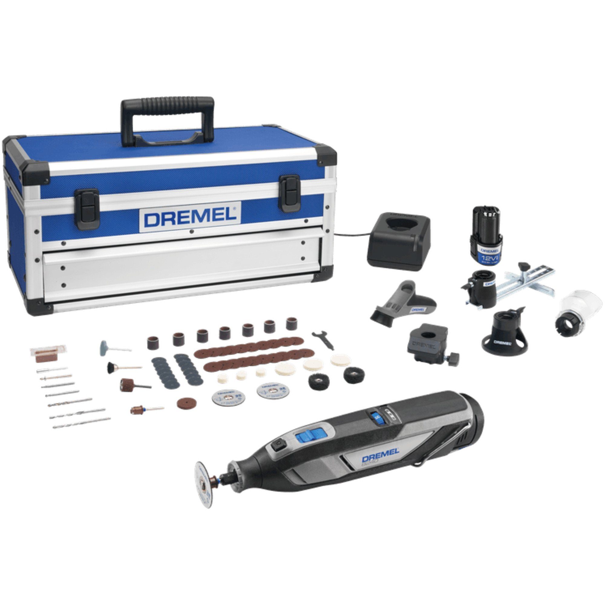 DREMEL Akku-Multifunktionswerkzeug Dremel Akku-Multifunktions-Werkzeug 8240-5/65, Li-Ion-Akku 2Ah, 65-teiliges Zubehör, Alu-Koffer