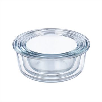 relaxdays Frischhaltedose Glasbehälter mit Deckel in 3 Größen, Glas