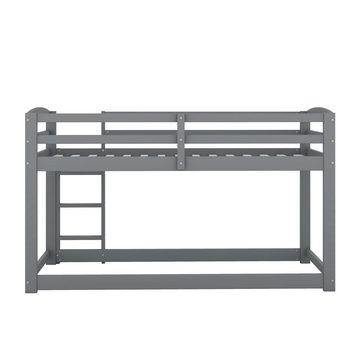 BlingBin Etagenbett Kinderbett Hochbett 90×200CM Rahmen aus massiver Kiefer grau (für Kinder und Jugendliche)