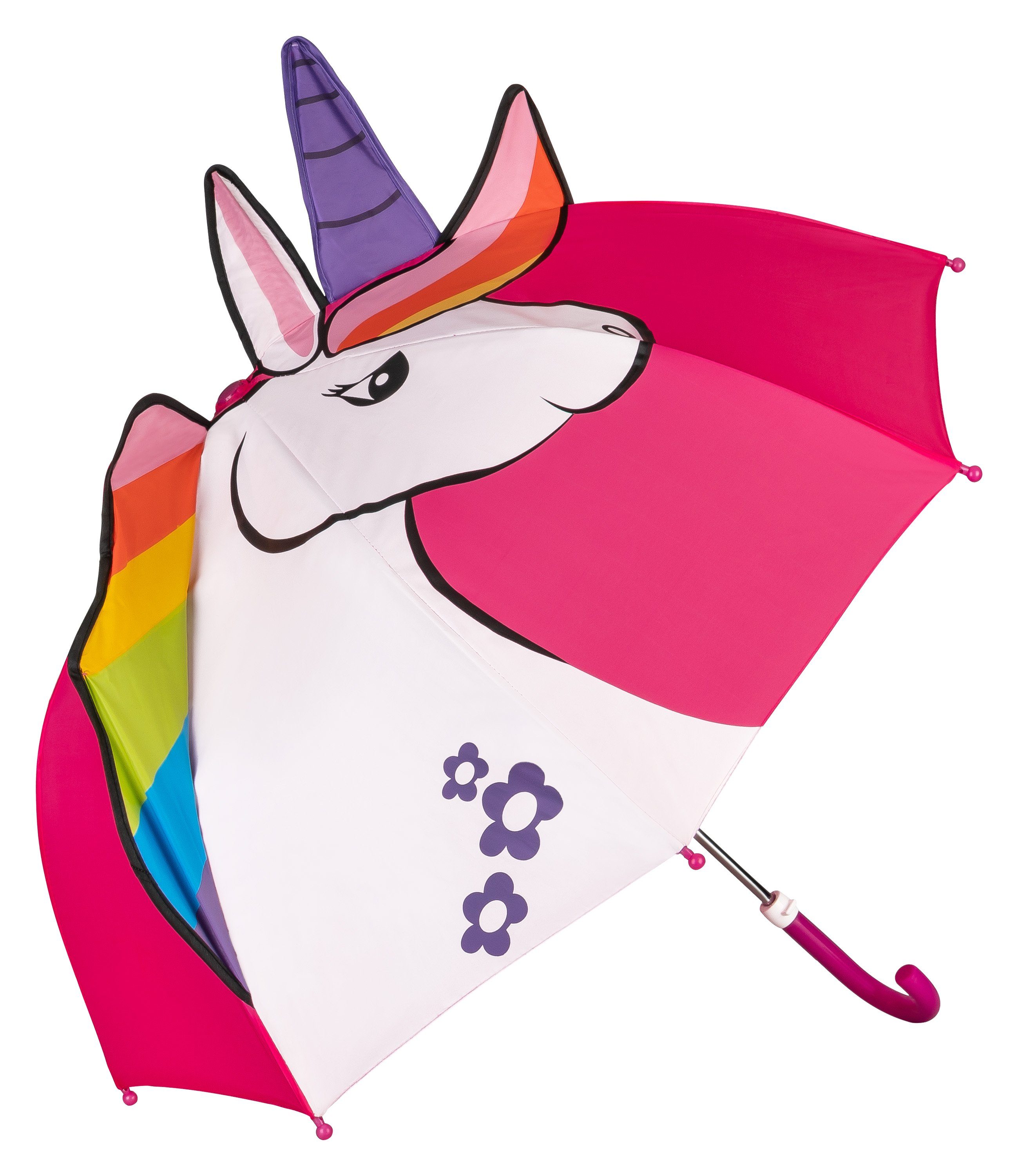 von Lilienfeld ca. Einhorn Stockregenschirm 3D rosa Jahre 3D, bis pink 8 Kinderschirm Regenbogen