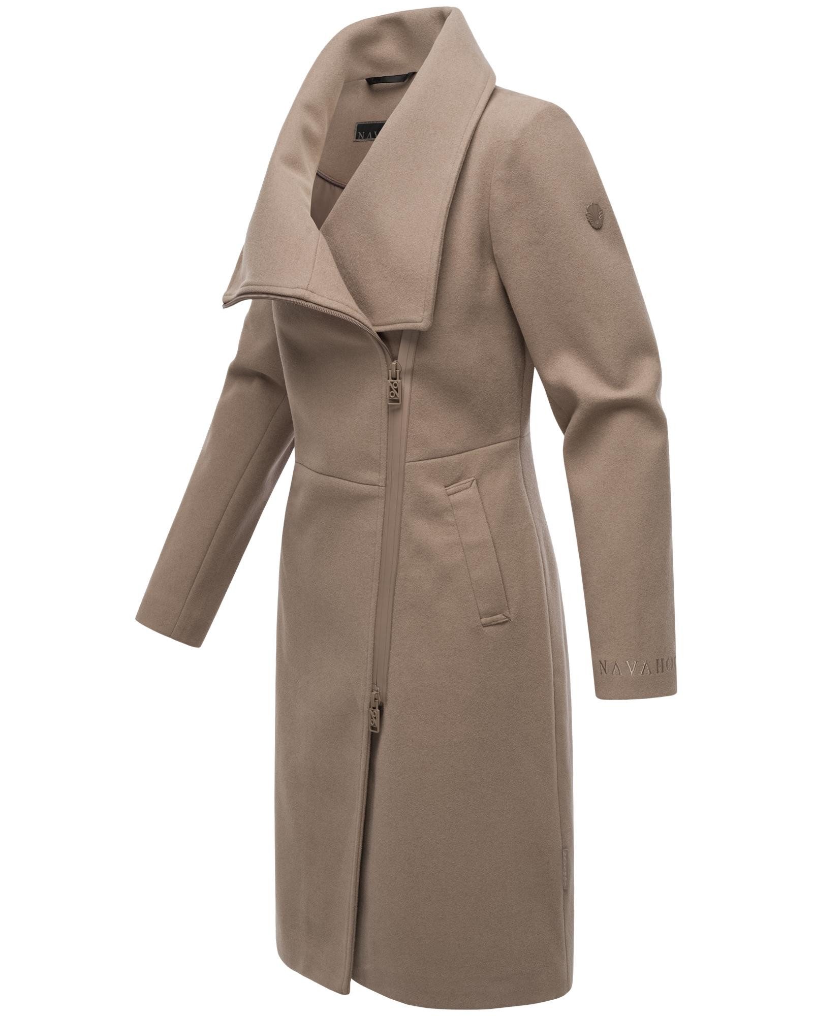Navahoo Kurzmantel Samtrose 14 Mantel in Woll-Optik mit asymmetrischem Reißverschluss
