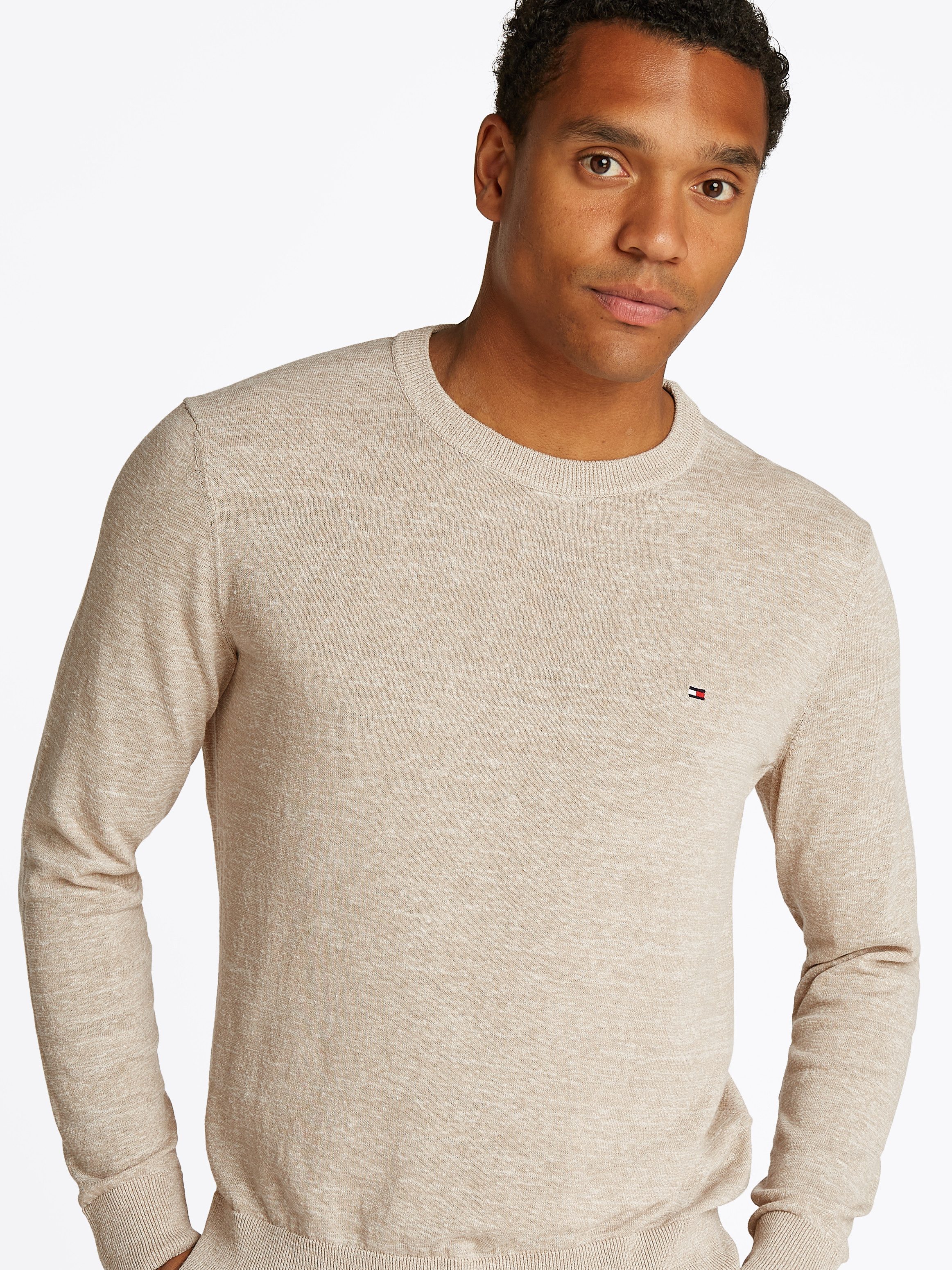 Tommy Hilfiger Rundhalspullover COTTON LINEN CREW NECK günstig online kaufen