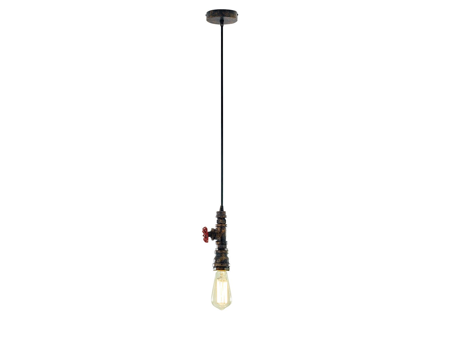 Luce Ambiente Design LED Pendelleuchte, LED wechselbar, warmweiß, klein-e Industrie-design Rohr Lampe über Esstisch hängend, Rost 120cm