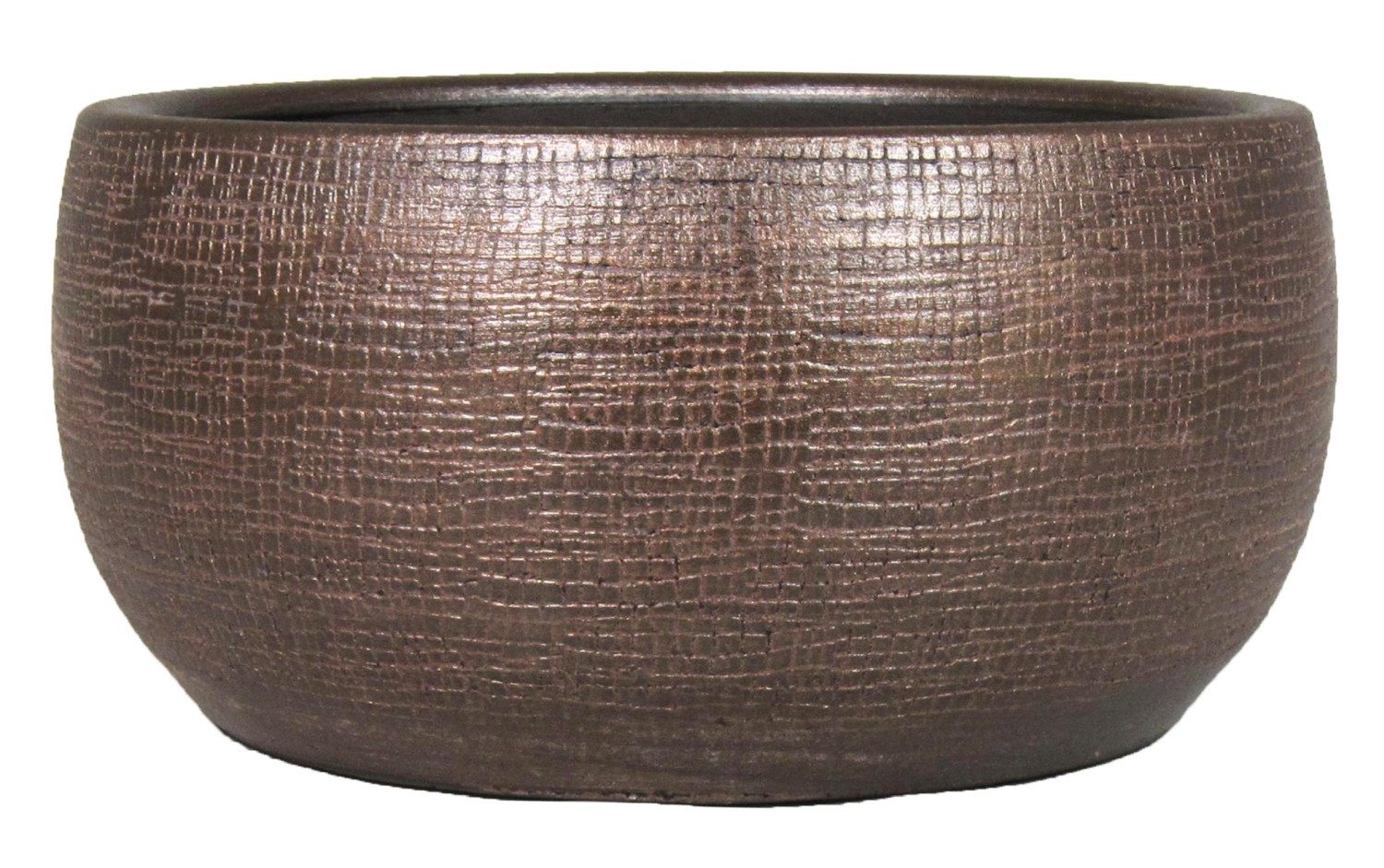 INNA-Glas Dekoschale Keramik Schale Agape mit Maserung, Kupfer, 14cm, Ø28cm