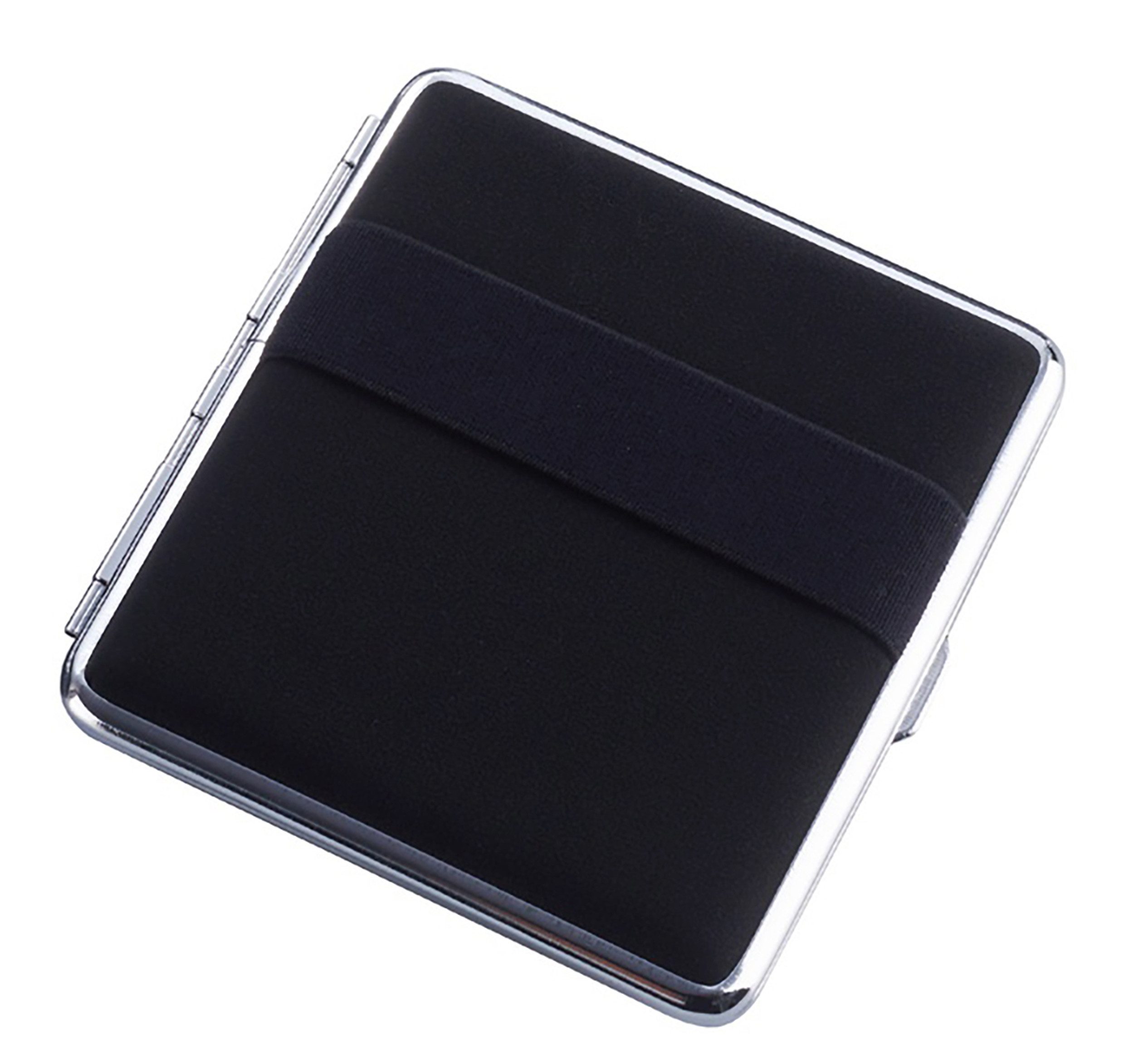 CHAMP Aufbewahrungsdose ZIGARETTENETUI mit Gummiband für 20 Zigaretten aus Metall 55 (Schwarz)