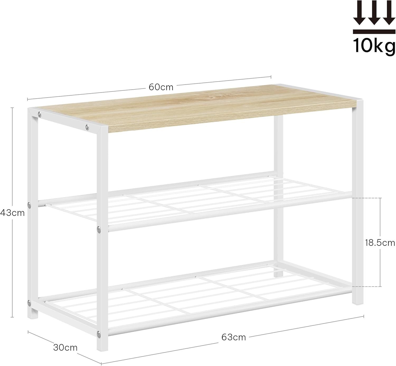 Woltu Schuhregal, 1-tlg., Badregal Schuhablage Organizier mit 2 Ablagen, Holz Metall